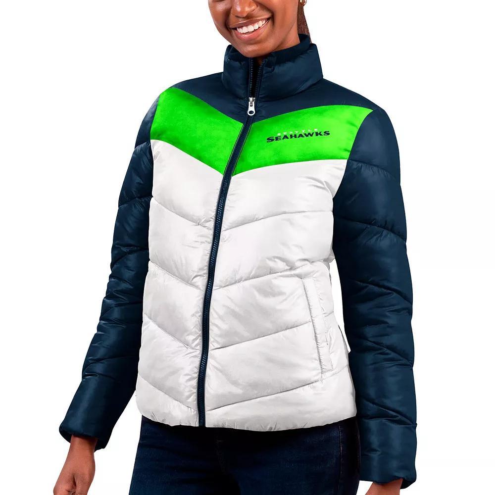 Women's G-III 4Her by Carl Banks  White/Navy New England Patriots New Star Quilted Full-Zip Jacket, Size: Large Product Image