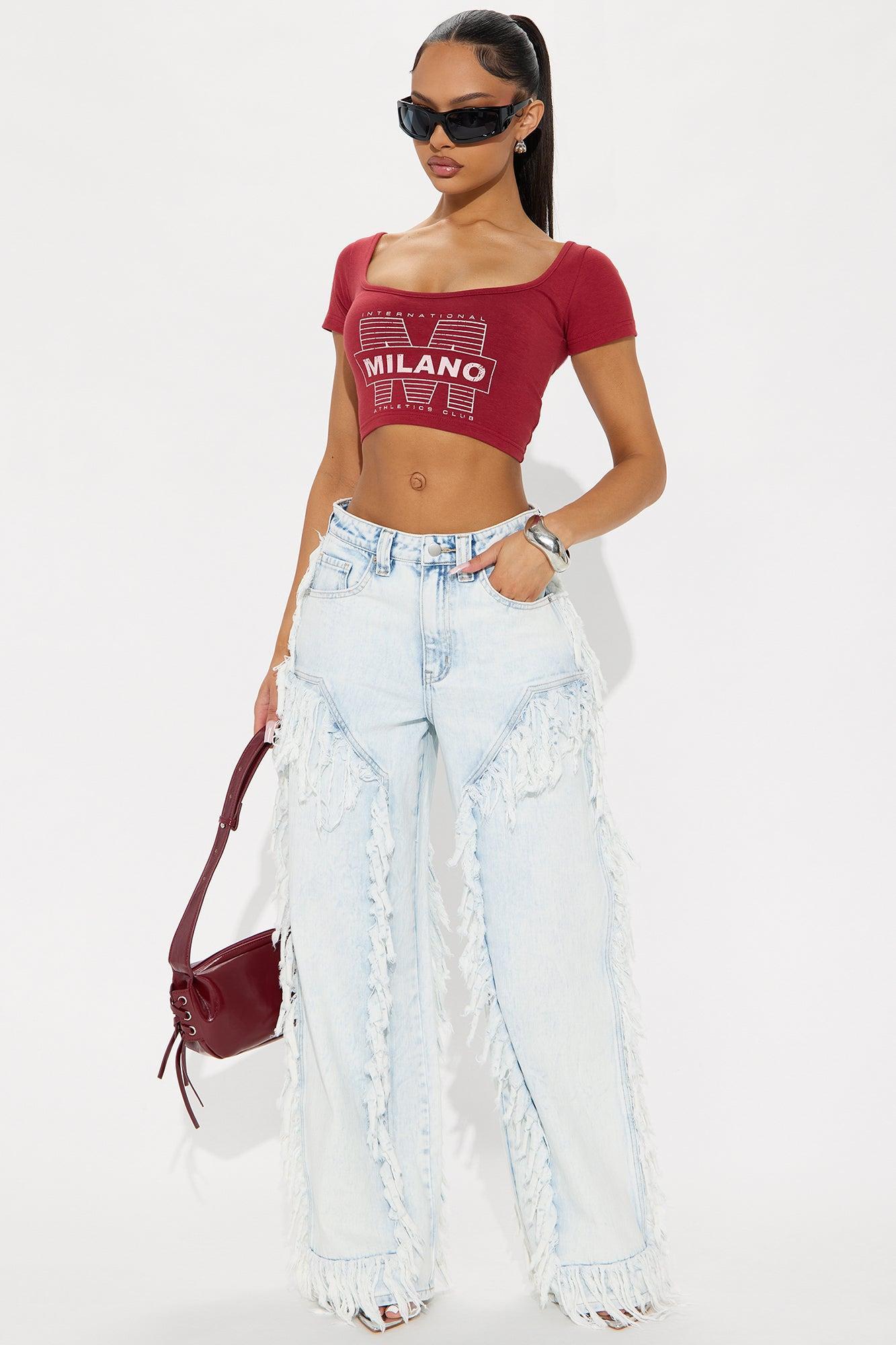 On The Fringe Non Stretch Wide Leg Jeans - Medium Wash Product Image