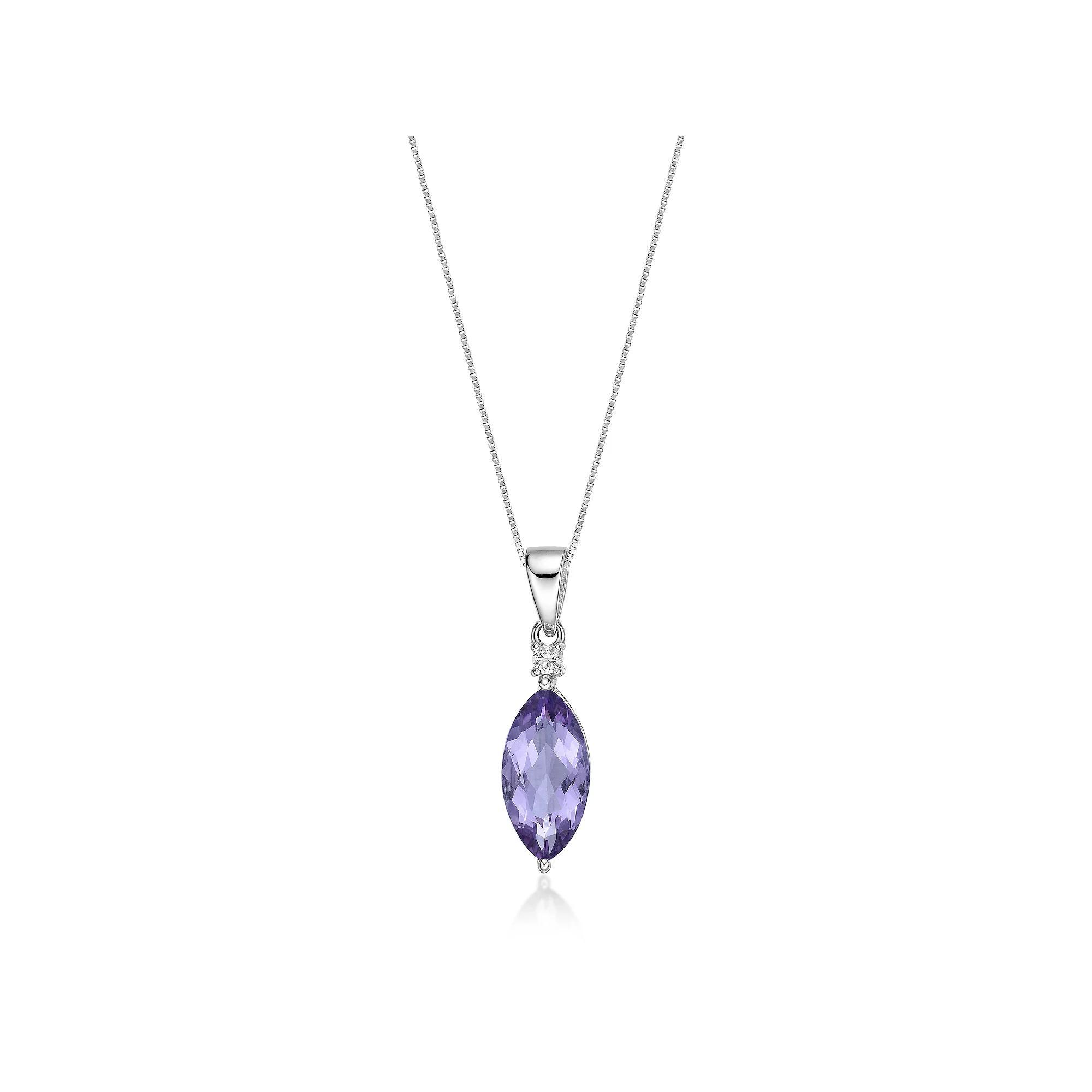 Gemminded Sterling Silver Amethyst & Lab-Created White Sapphire Pendant Necklace, Womens Product Image