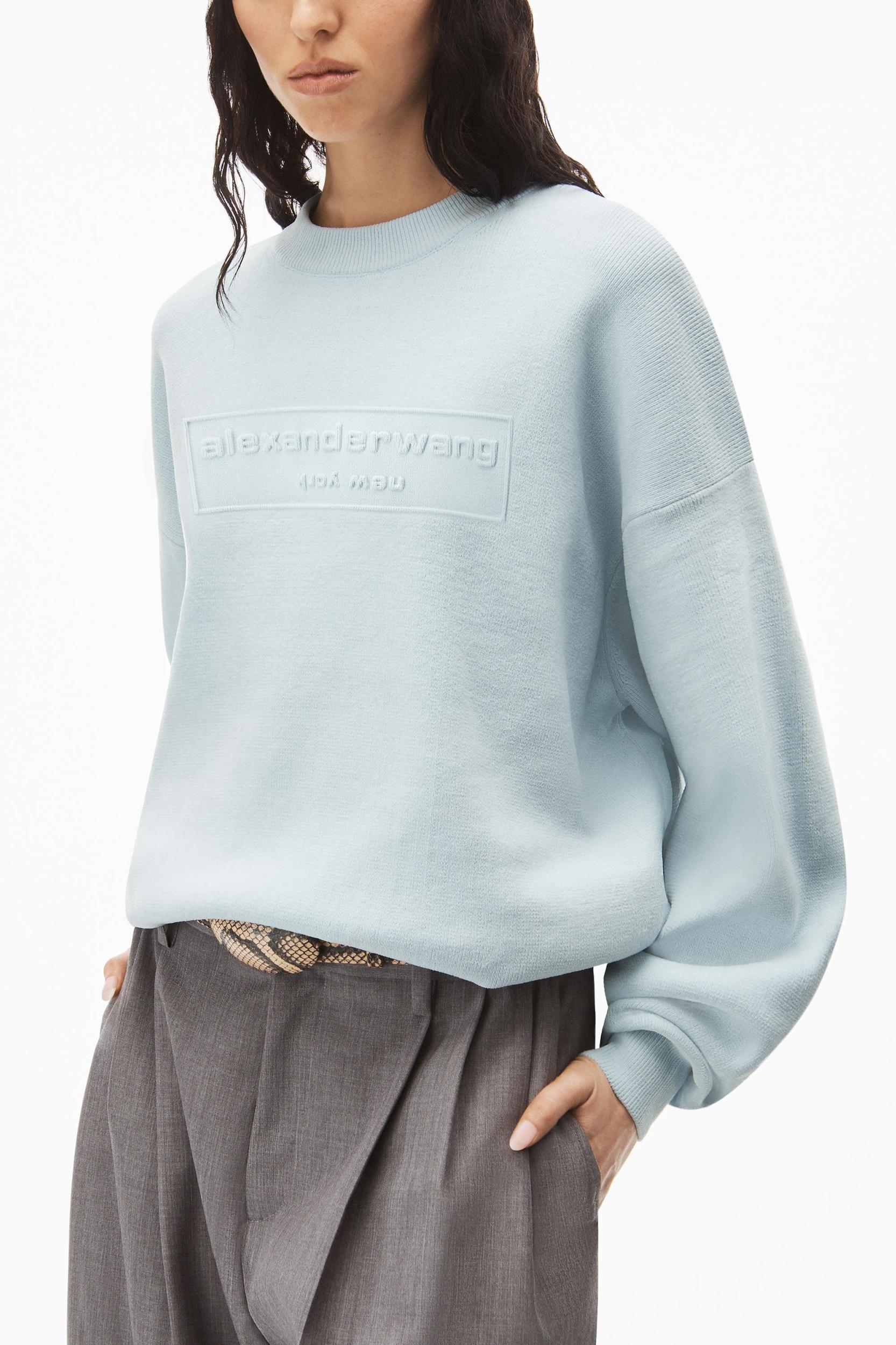 Logo Embossed Ribbed Pullover In Soft Chenille Product Image