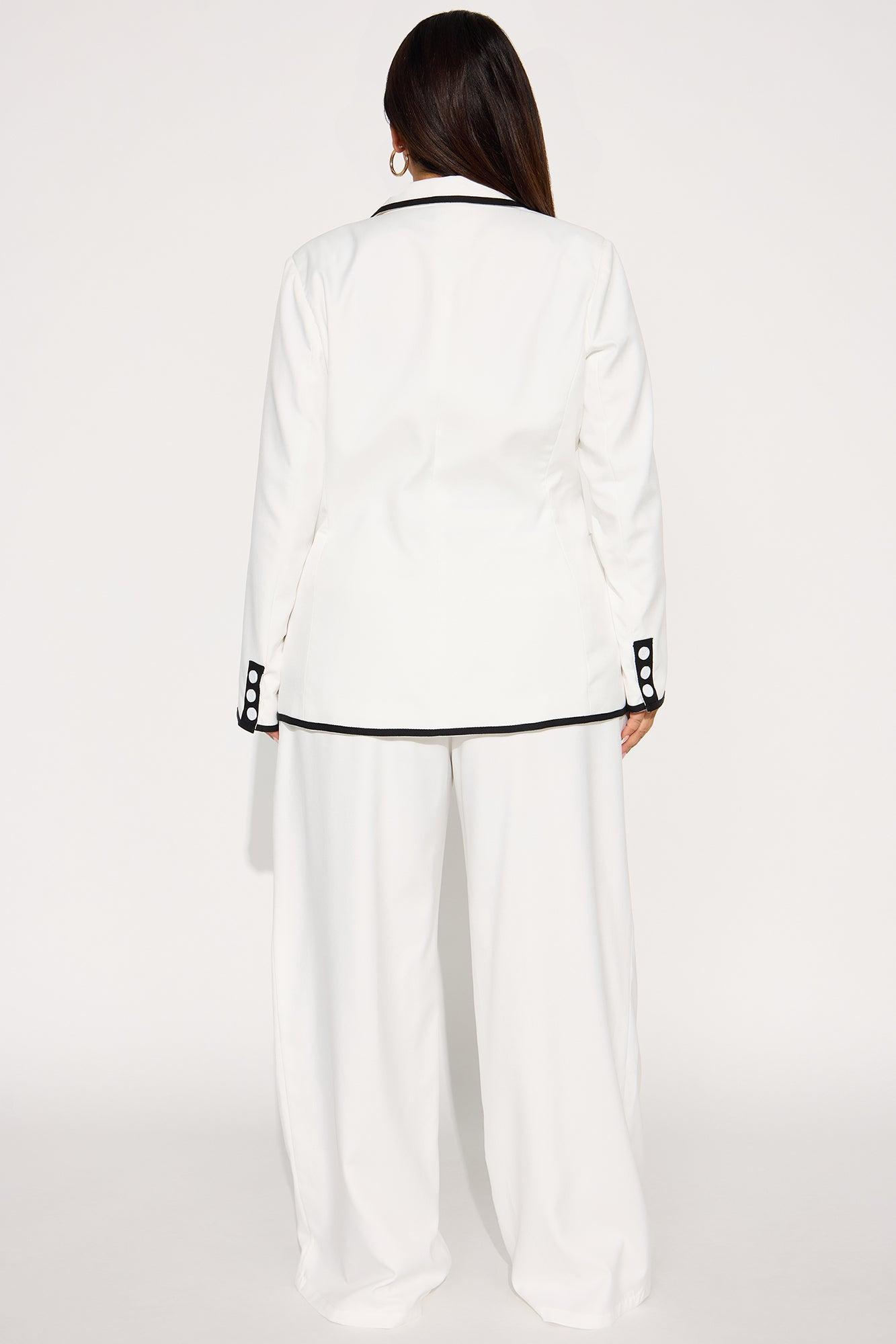French Affair Blazer Pant Set - White/Black Product Image