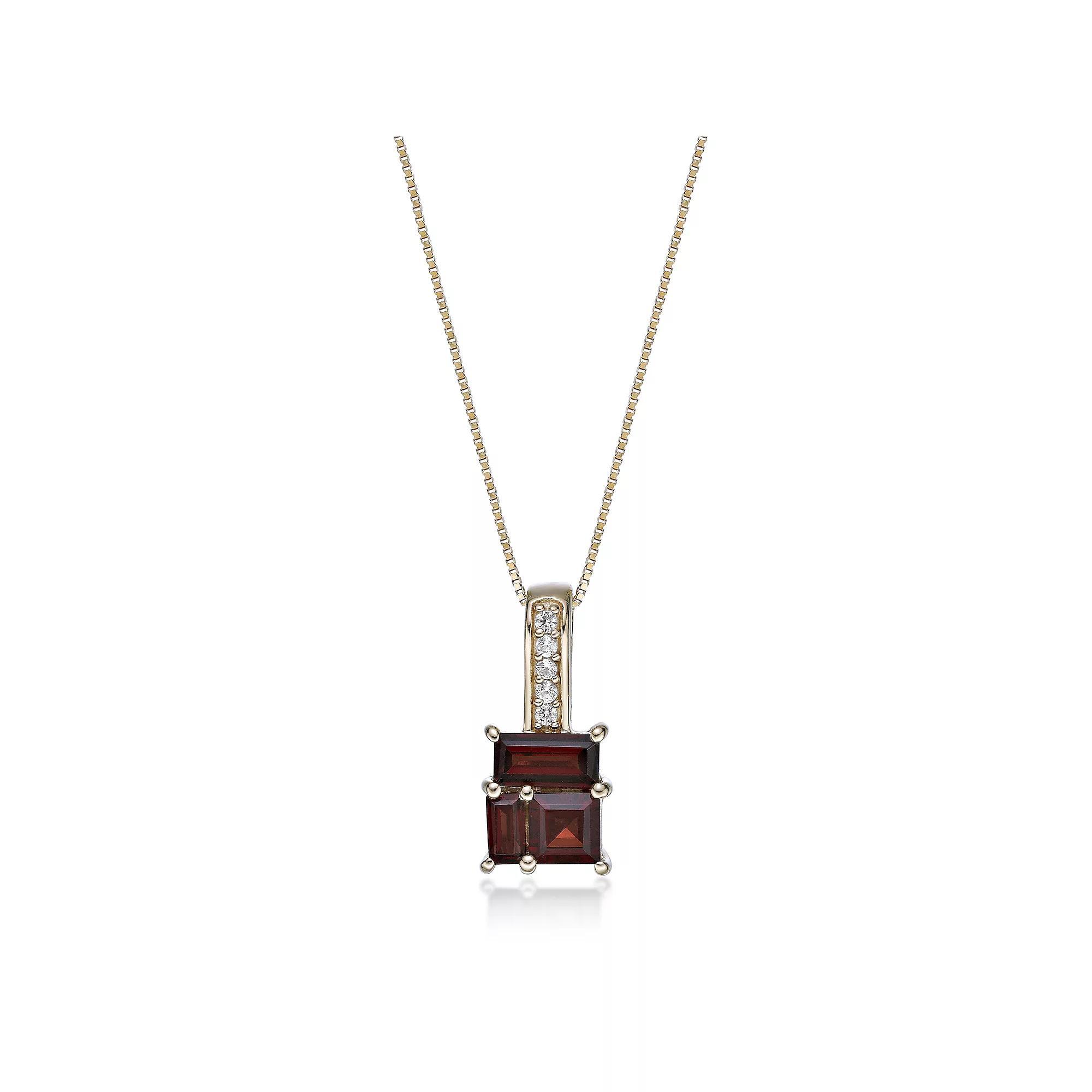 Gemminded 2 Micron Gold Over Silver Garnet & Lab-Created White Sapphire Pendant Necklace, Women's, Size: 18", Gold Tone Product Image