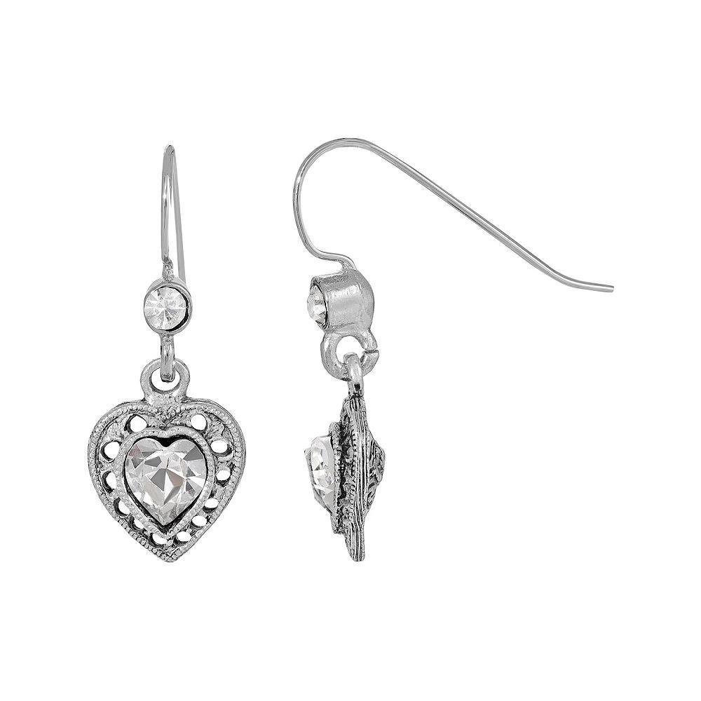 1928 Gold Tone Heart Drop Earrings, Womens, Green Product Image