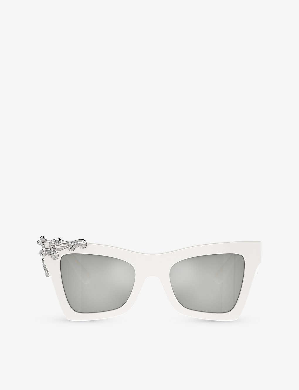 DOLCE & GABBANA Dg4434 Cat-eye Frame Acetate Sunglasses In White Product Image