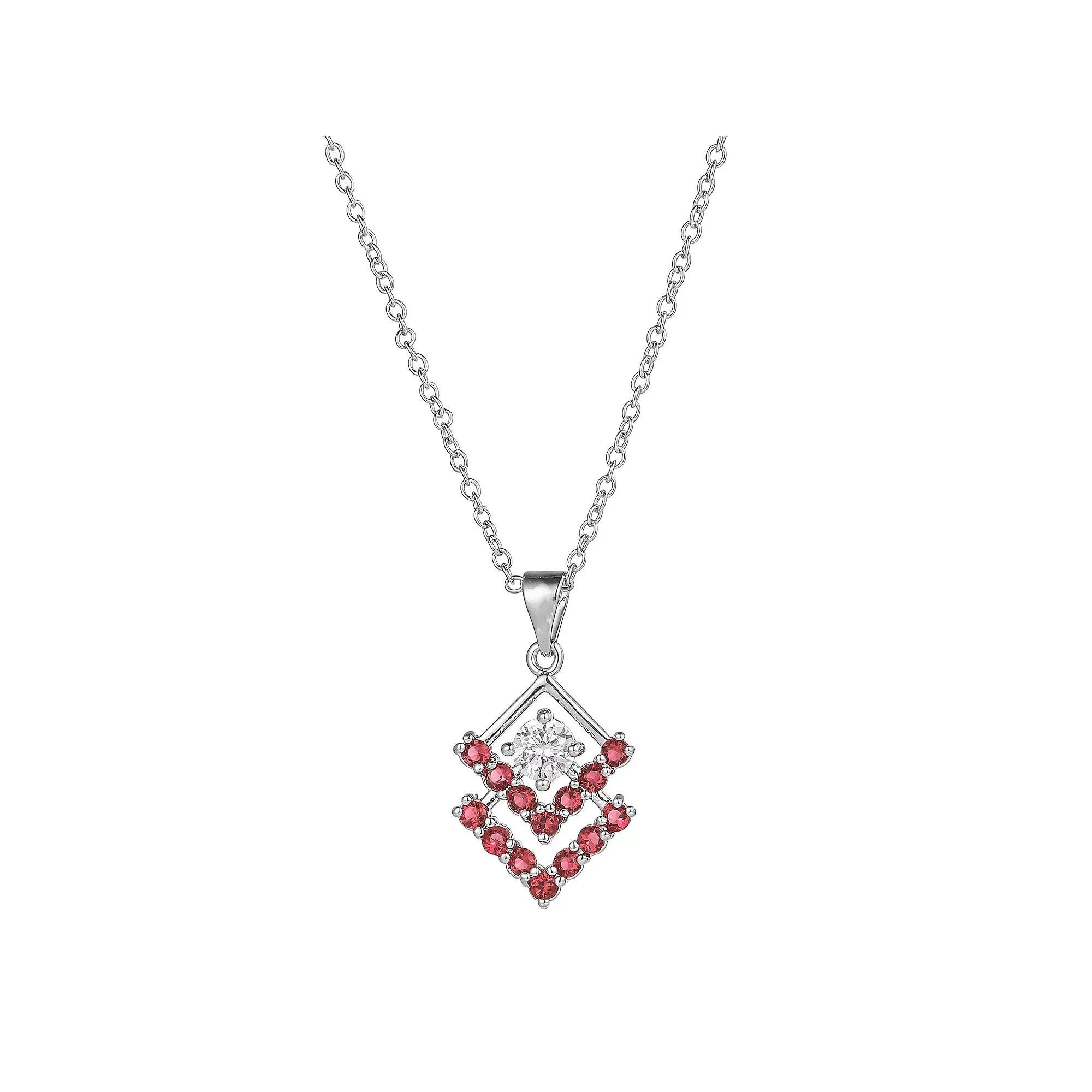 A&M Silver Tone Triangle Cubic Zirconia Pendant Necklace, Women's, Size: 18" Product Image