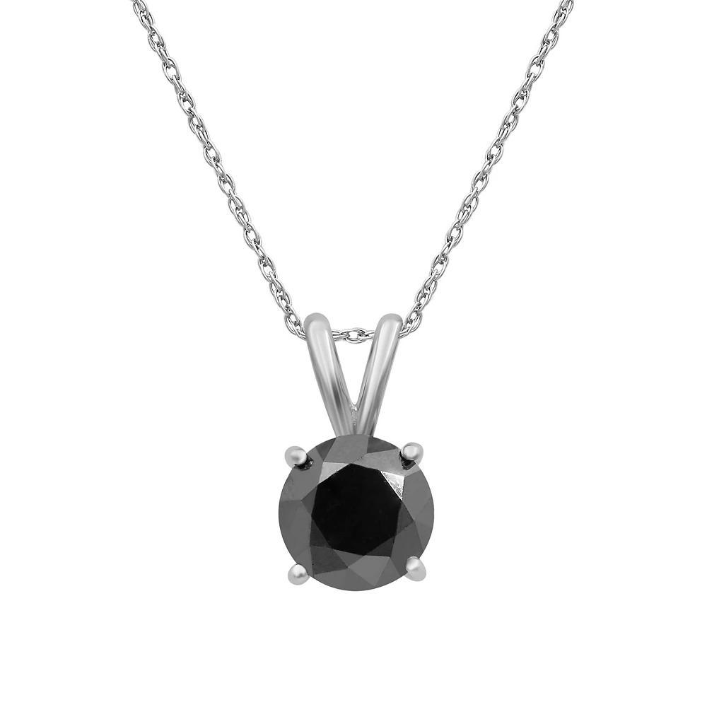 Jewelexcess 14k White Gold 3 Carat T.W. Black Diamond Solitaire Pendant Necklace, Women's, Size: 18" Product Image
