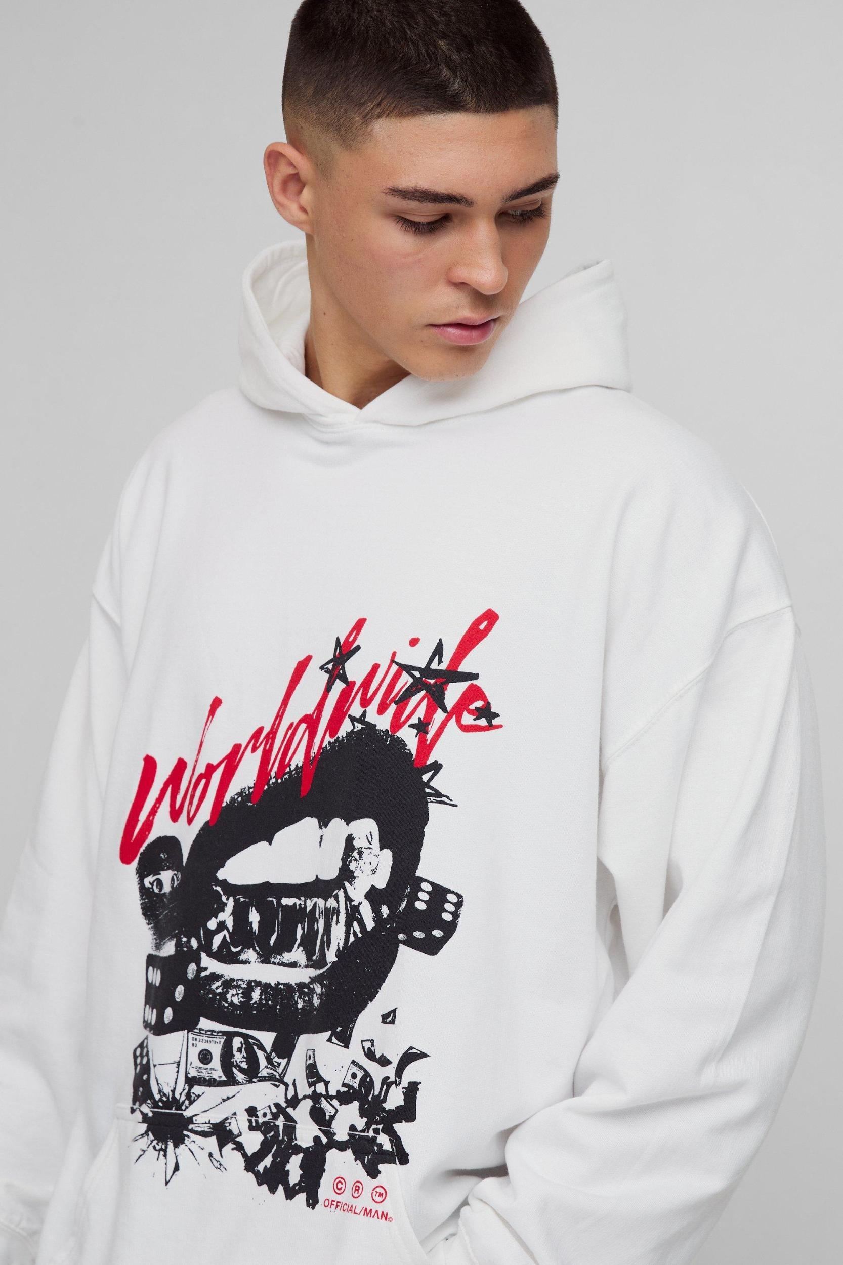 Oversized Worldwide Money Graphic Hoodie | boohooMAN USA Product Image