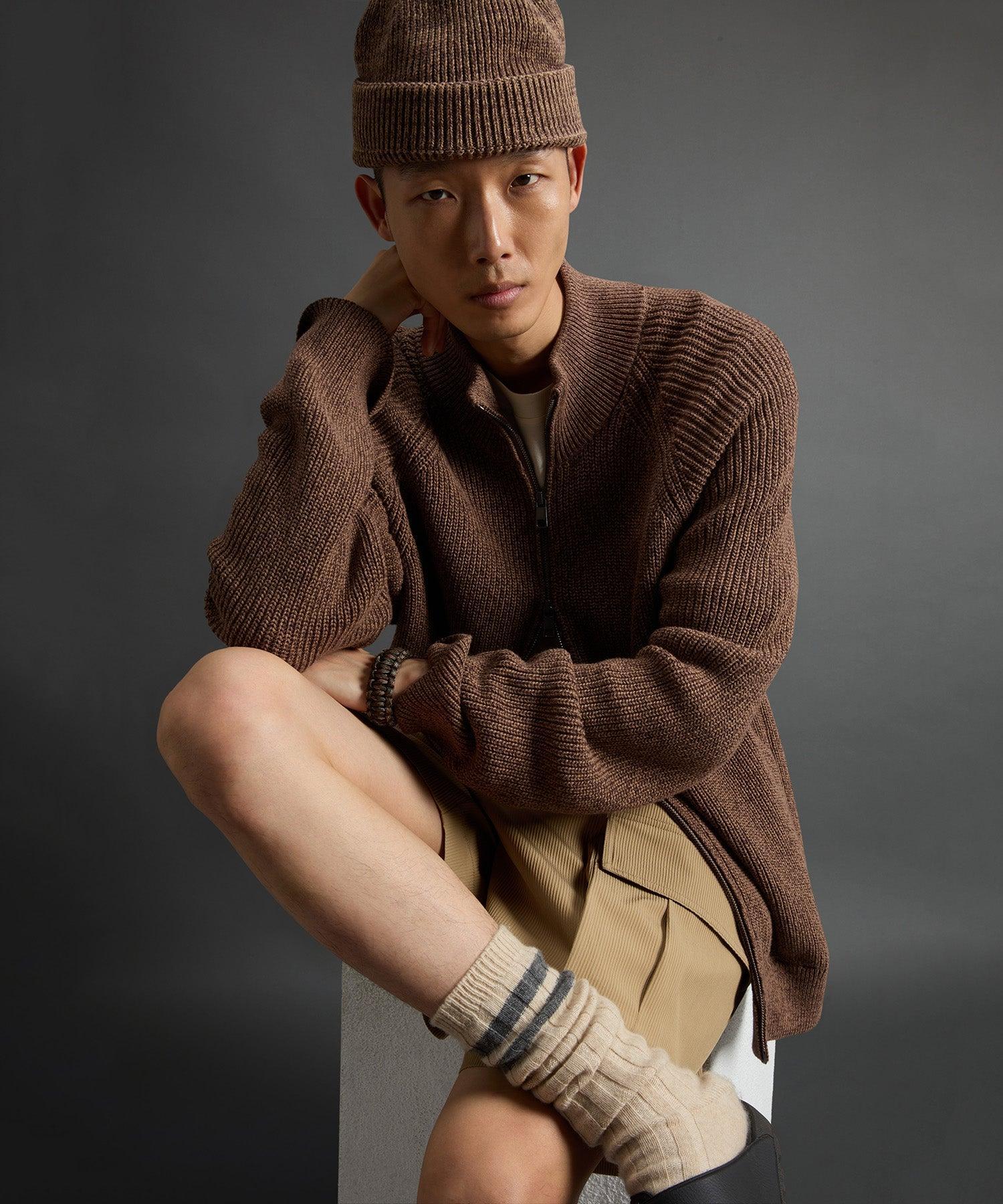 Todd Snyder x Woolrich Cotton Zip-Up Sweater in Brown Product Image