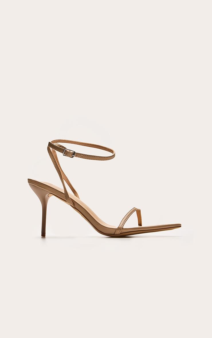 Nude Pu Point Toe Barley There Stiletto Heeled Sandals Product Image
