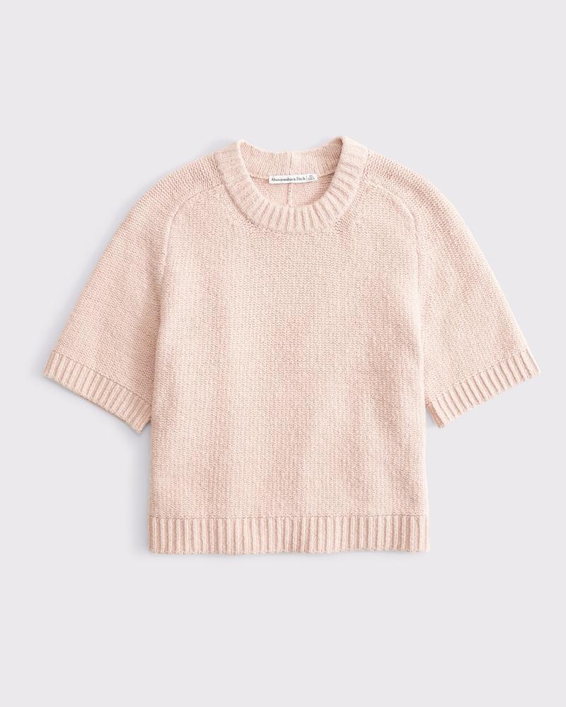 The A&F Madeline Textural Crew Sweater Tee Product Image