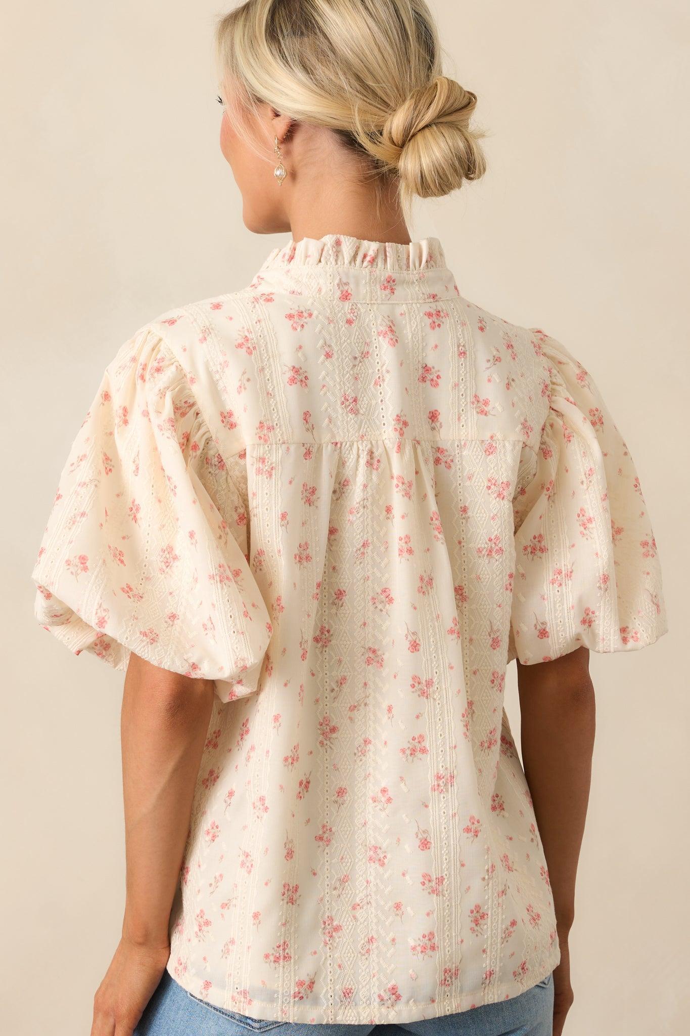 Rose Garden Yellow Floral Button Front Blouse Product Image