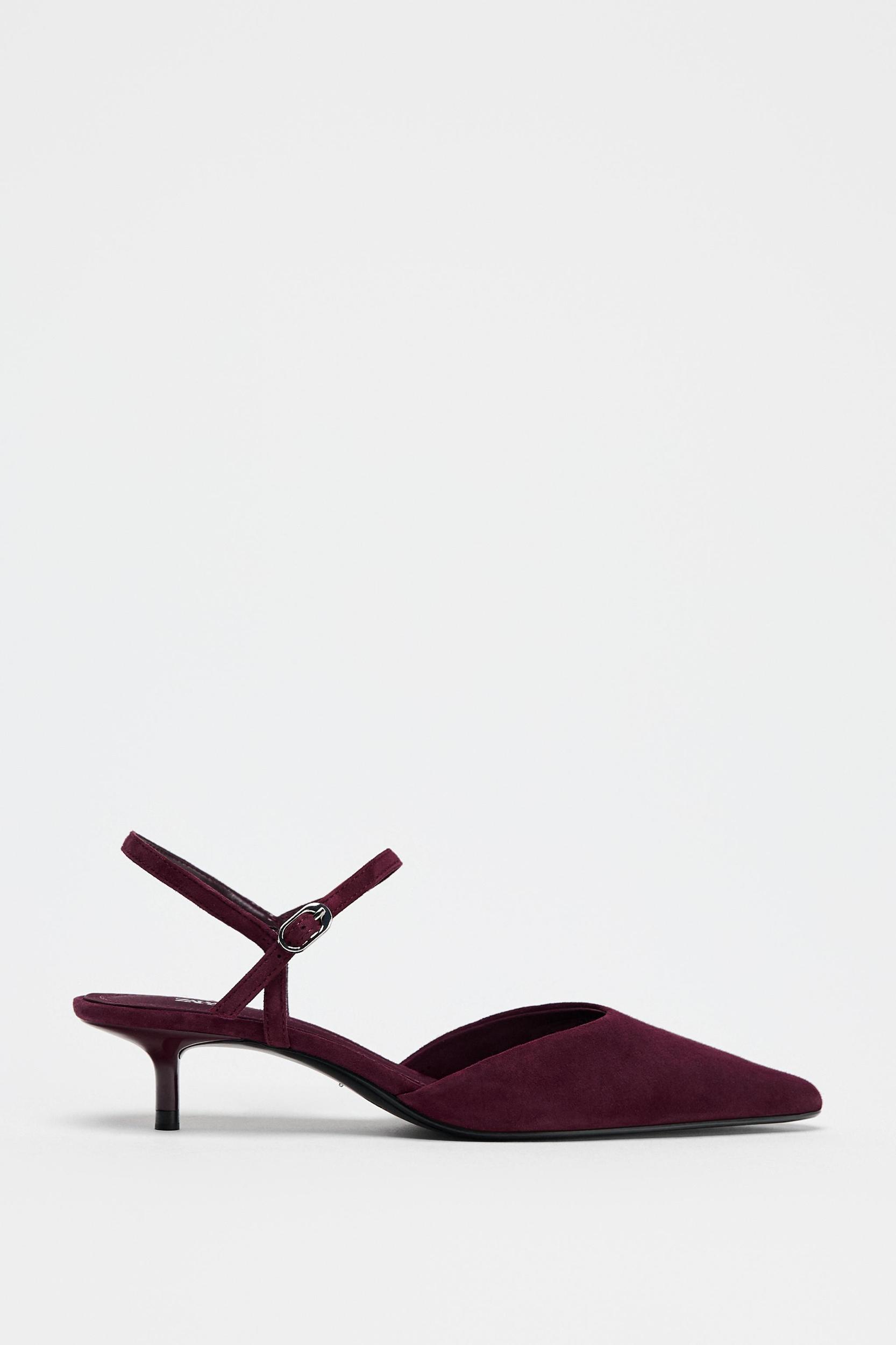 SUEDE KITTEN HEEL SLINGBACKS Product Image