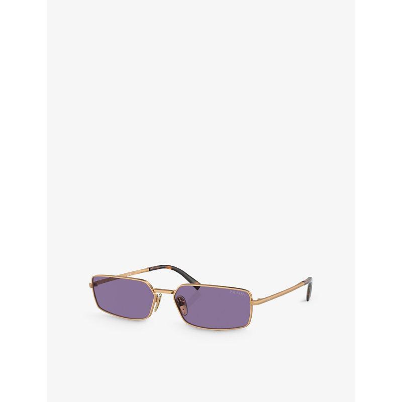 PRADA Womens  A60s Rectangle-shape Metal Sunglasses In Brown Product Image