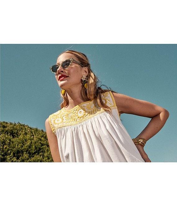 FRANCES VALENTINE Jess Embroidered Square Neck Sleeveless Top Product Image