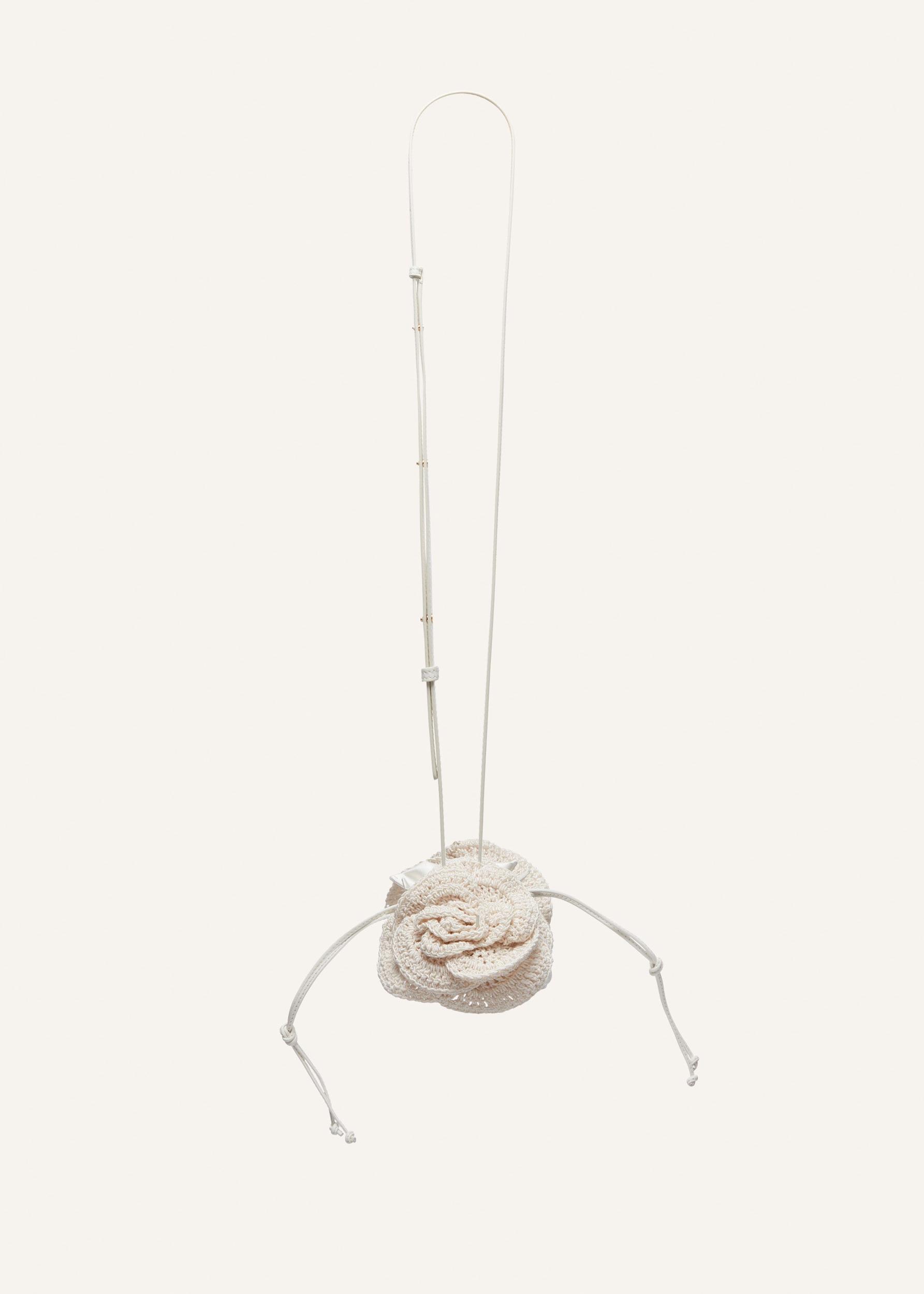 Small Magda bag pearl strap in cream crochet Product Image