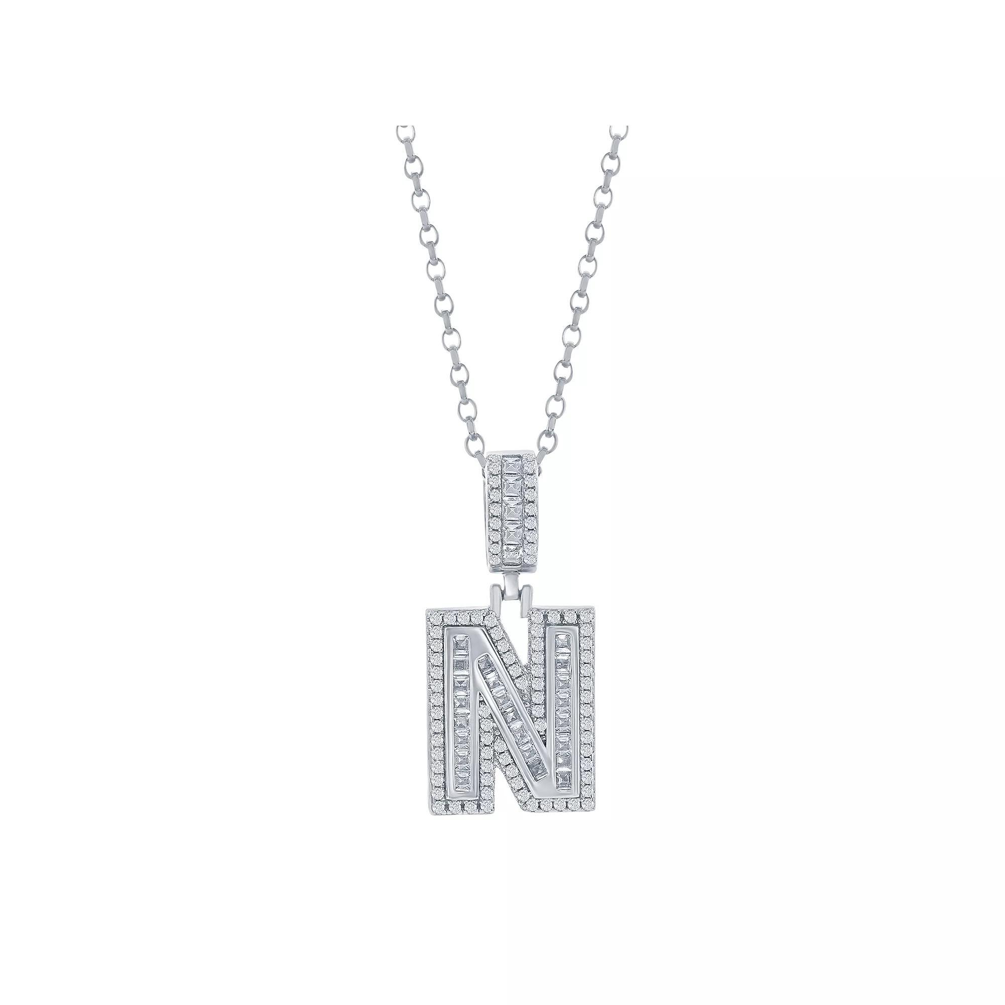 Argento Bella Sterling Silver Cubic Zirconia Initial Pendant Necklace, Women's, Size: 18", Sterling E Product Image