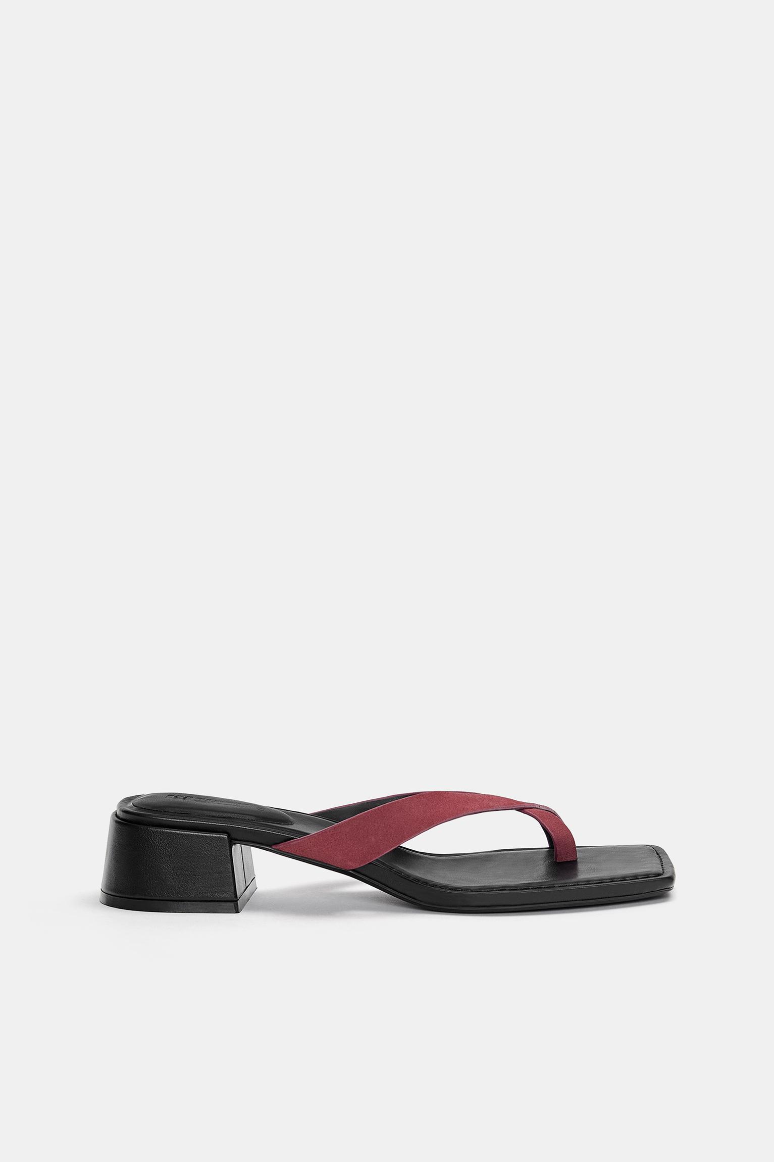 Leather block heel sandals Product Image