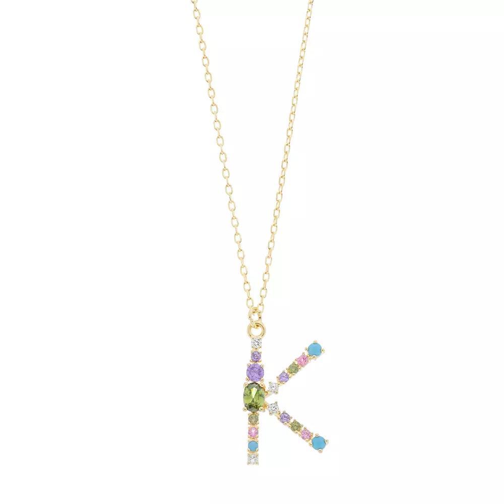 City Luxe Gold Tone Cubic Zirconia Initial Pendant Necklace, Women's, Gold Tone S Product Image