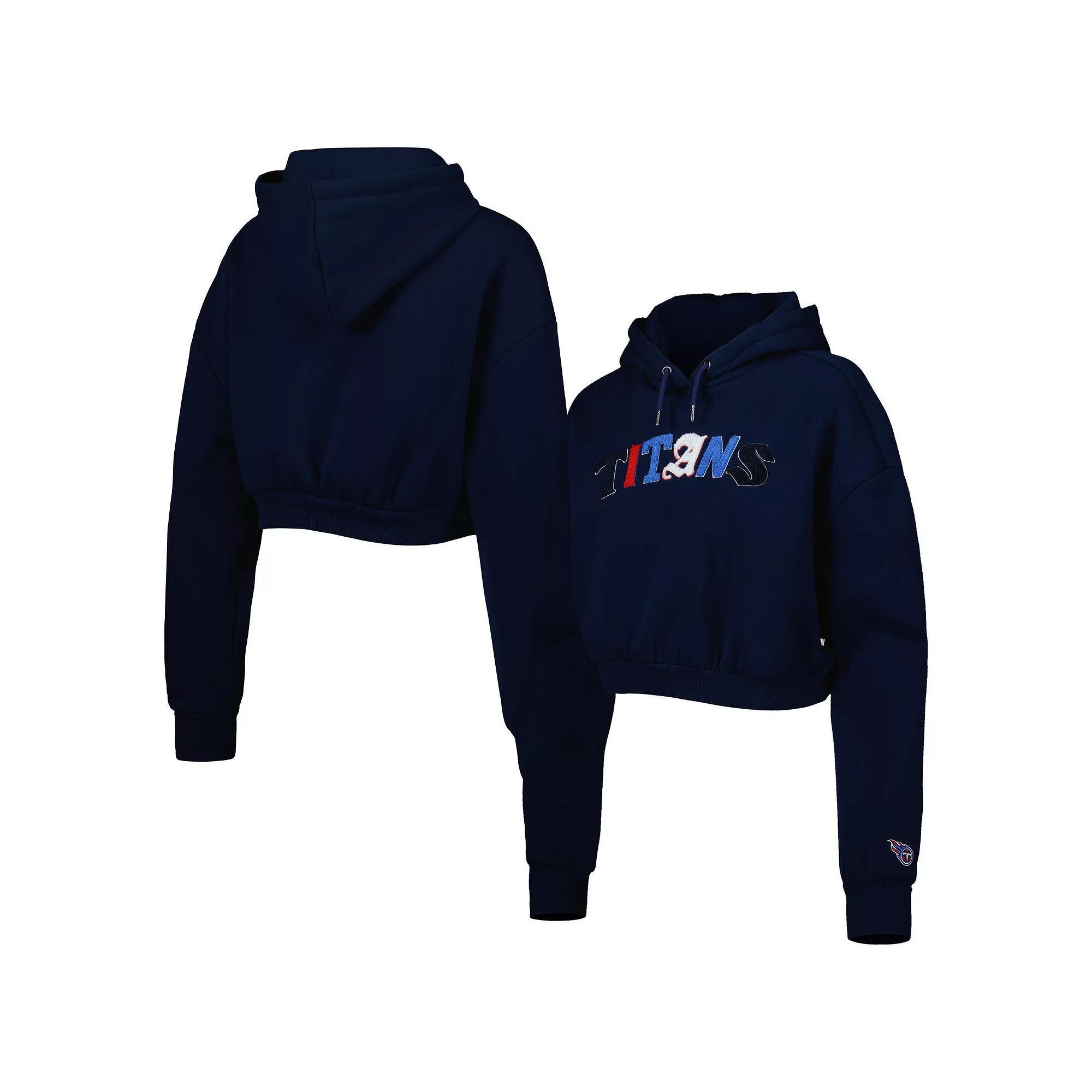 Women's The Wild Collective Navy Tennessee Titans Cropped Pullover Hoodie, Size: 2XL, Blue Product Image