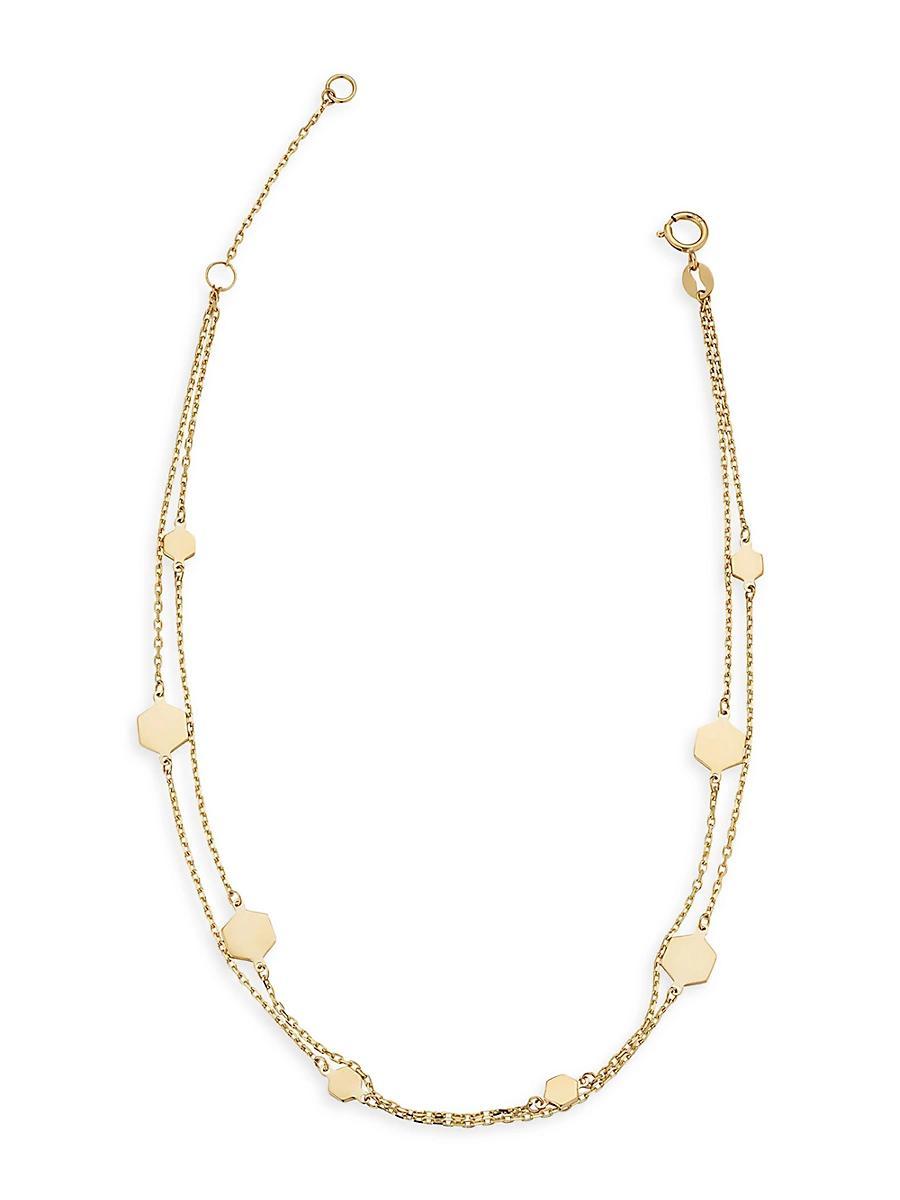Womens 14K Yellow Gold Honey Station Anklet Product Image
