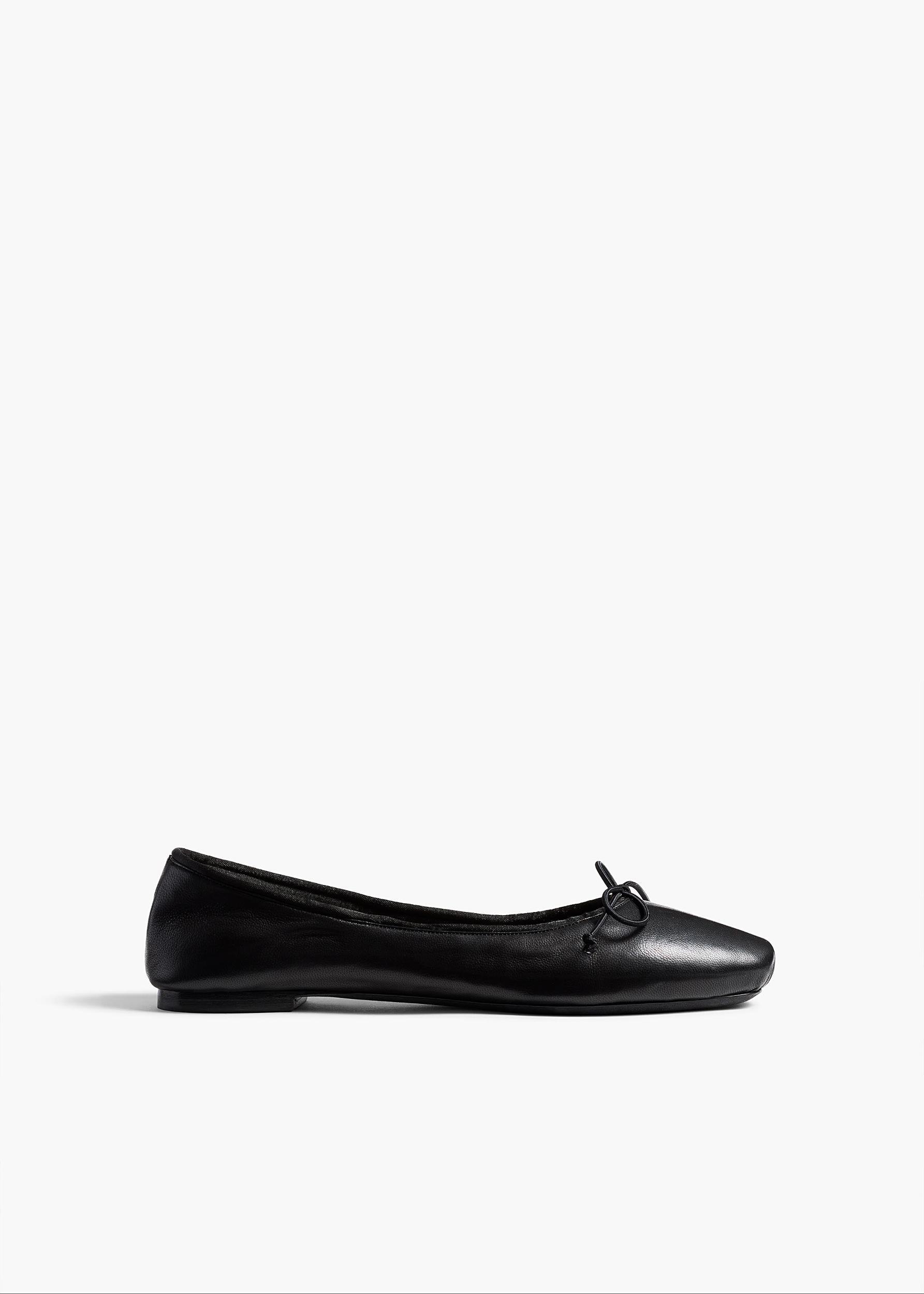 Charlotte Ballerina Flat in Black Leather Product Image