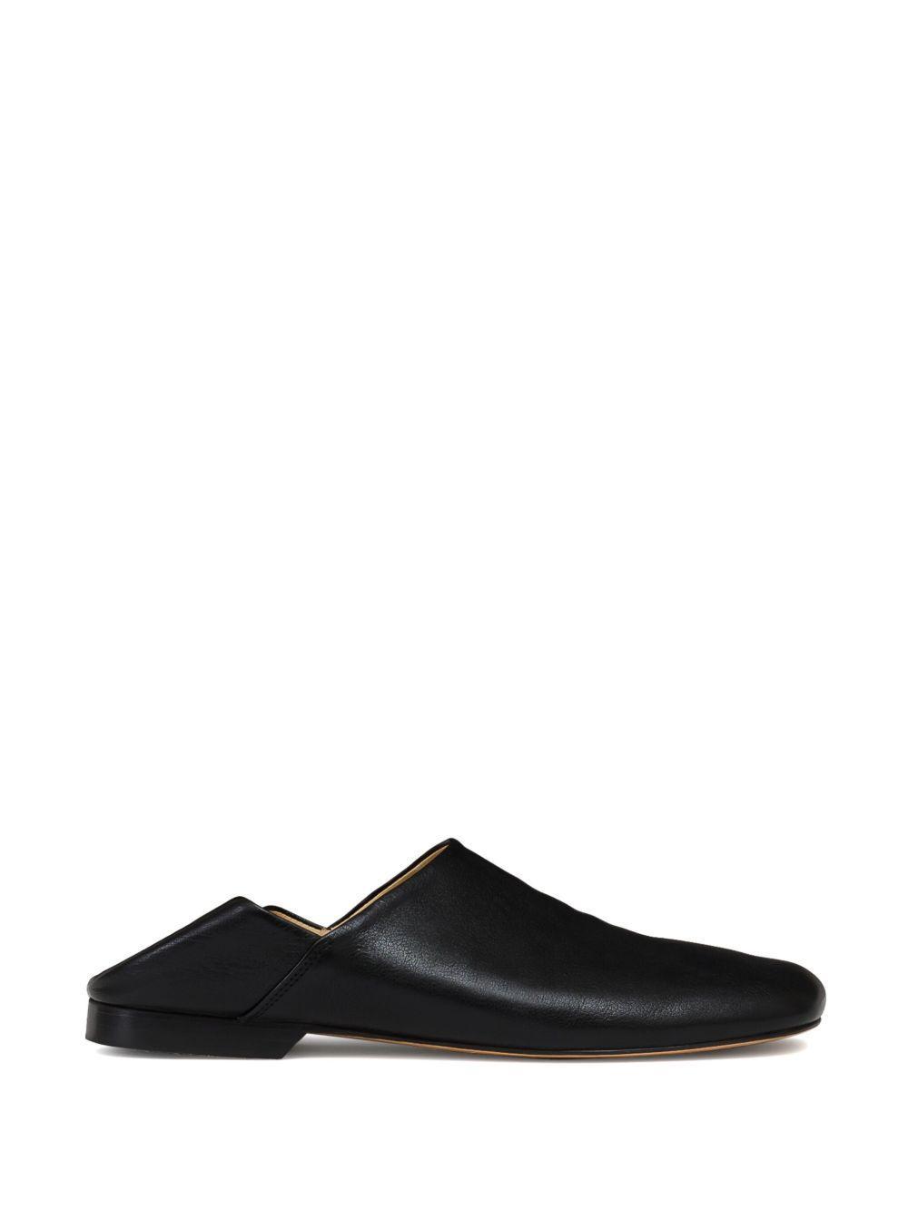 folding-heel leather slippers Product Image