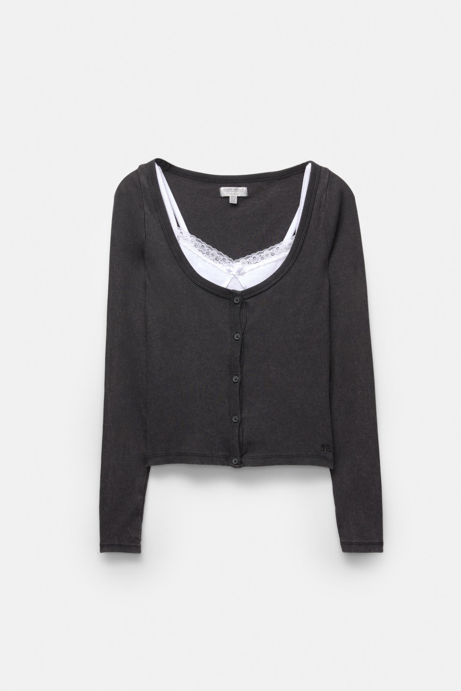 Ribbed T-shirt with buttons Product Image