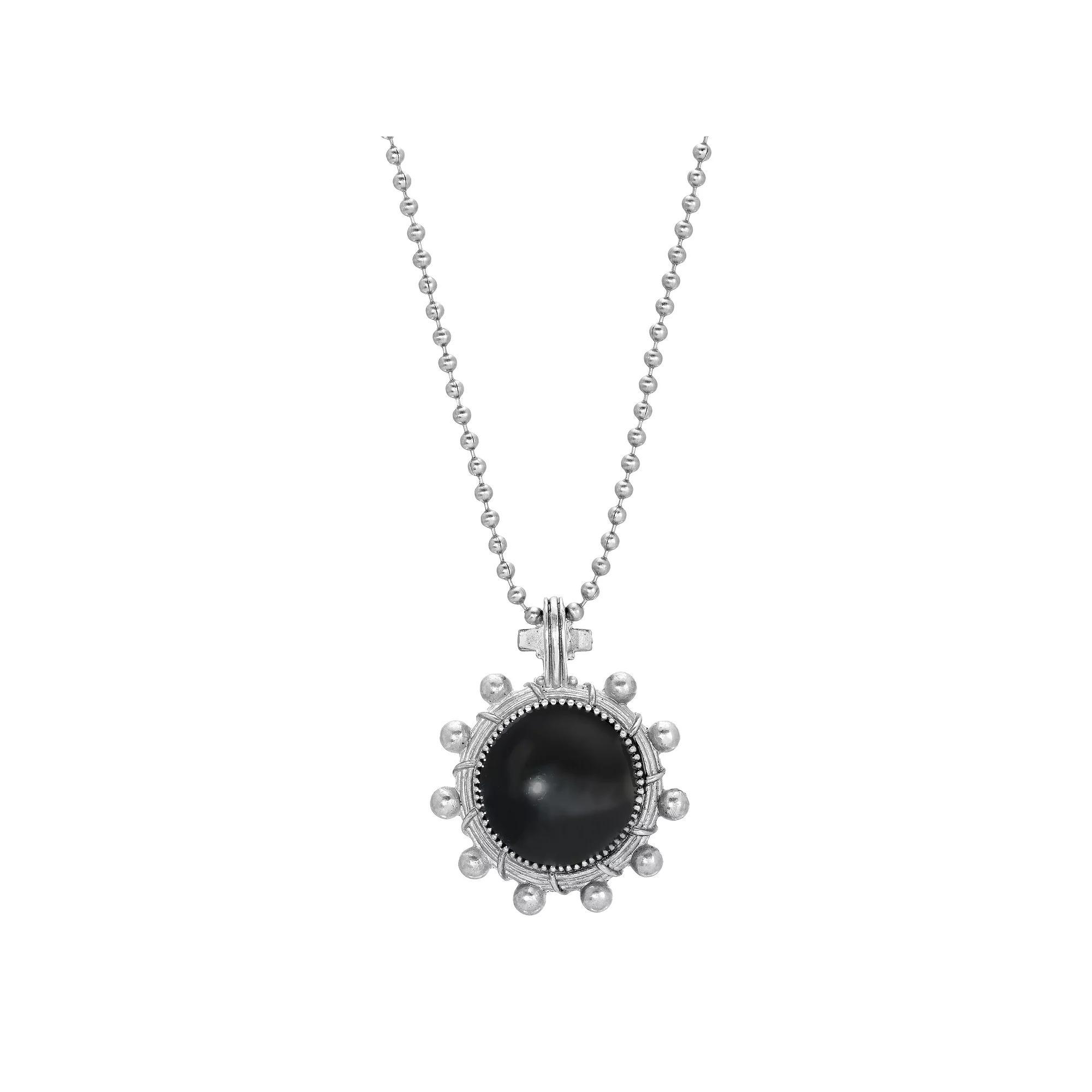 Symbols of Faith Double Sided Lamp and Bible Pendant Necklace, Womens, Black Product Image