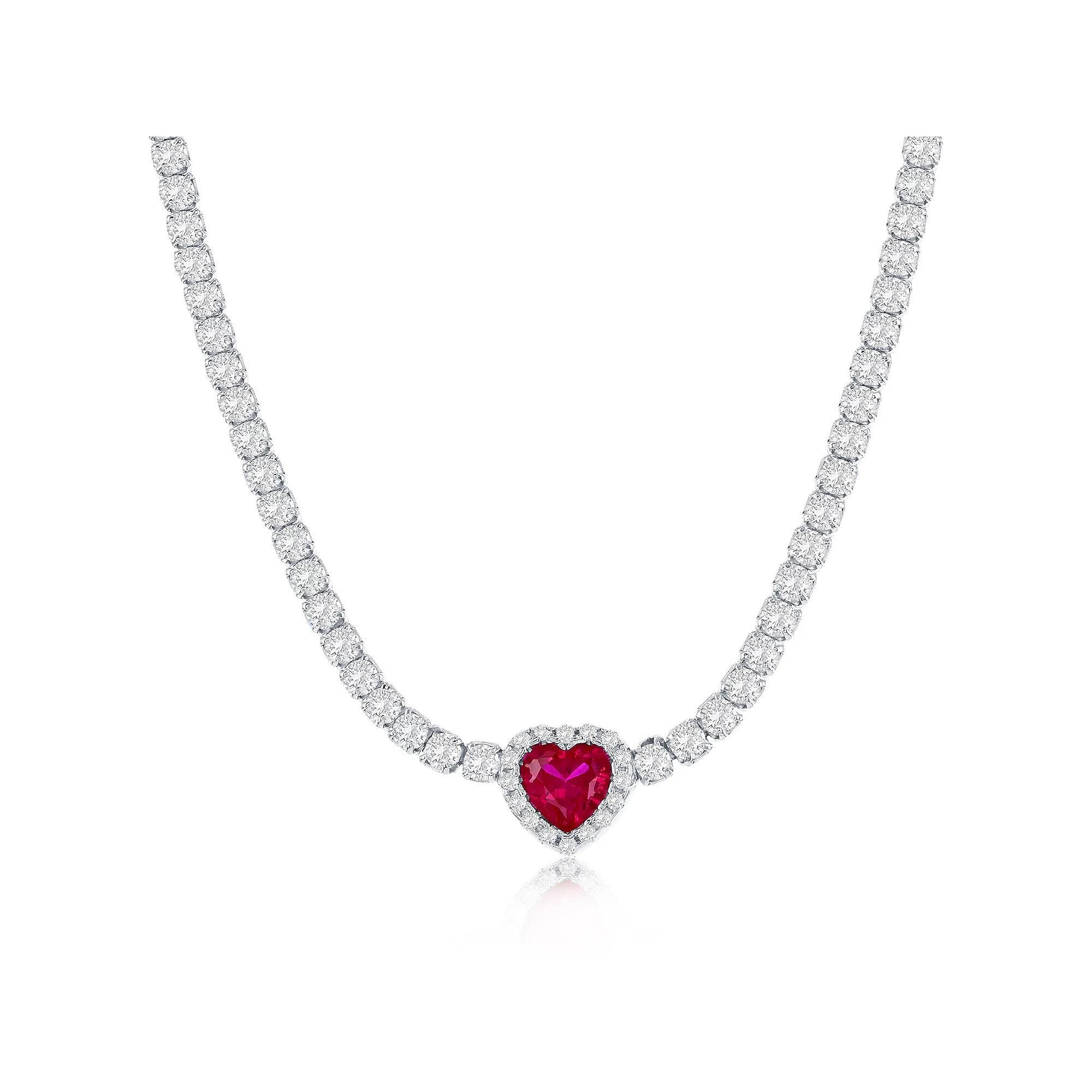 Argento Bella Sterling Silver Cubic Zirconia Heart Tennis Necklace, Women's, Size: 16-18" ADJ, Blue Product Image