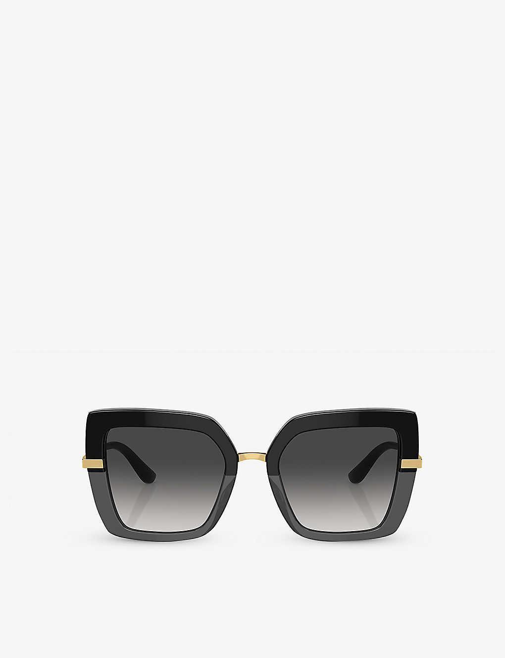 DOLCE & GABBANA Womens Black Dg4373 Square-frame Acetate Sunglasses In Light Grey Gradient Black Product Image