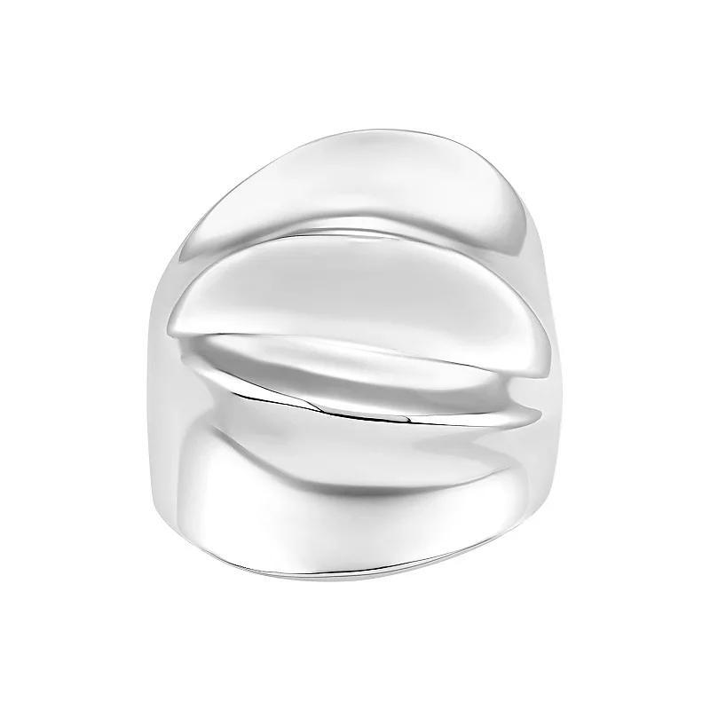 PRIMROSE Fine Silver Plated Polished Wrinkle Band Ring, Women's, Size: 9, Silver Tone Product Image