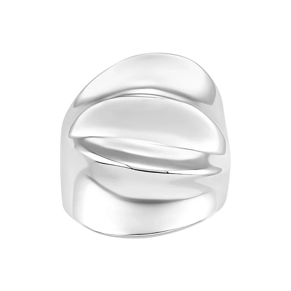 PRIMROSE Fine Silver Plated Polished Wrinkle Band Ring, Women's, Size: 9, Silver Tone Product Image