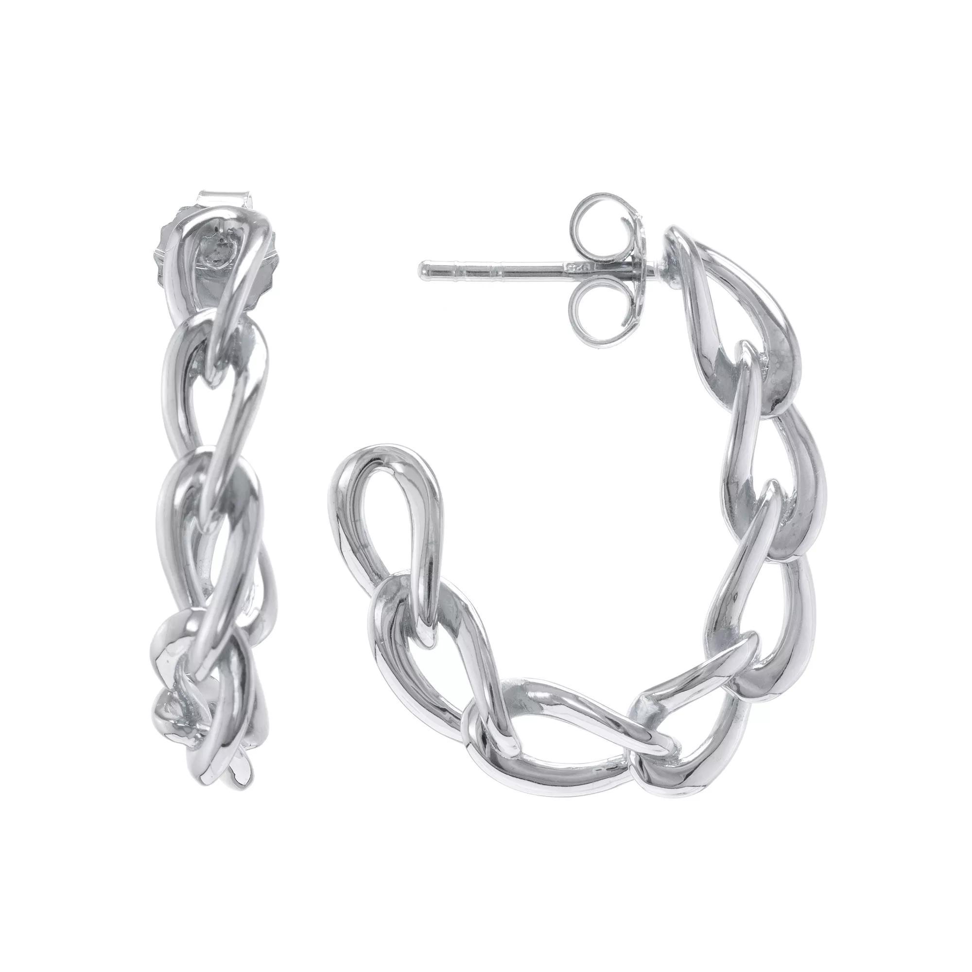 Judy Crowell Sterling Silver Chain Link Hoop Earrings, Women's, Gold Tone Product Image