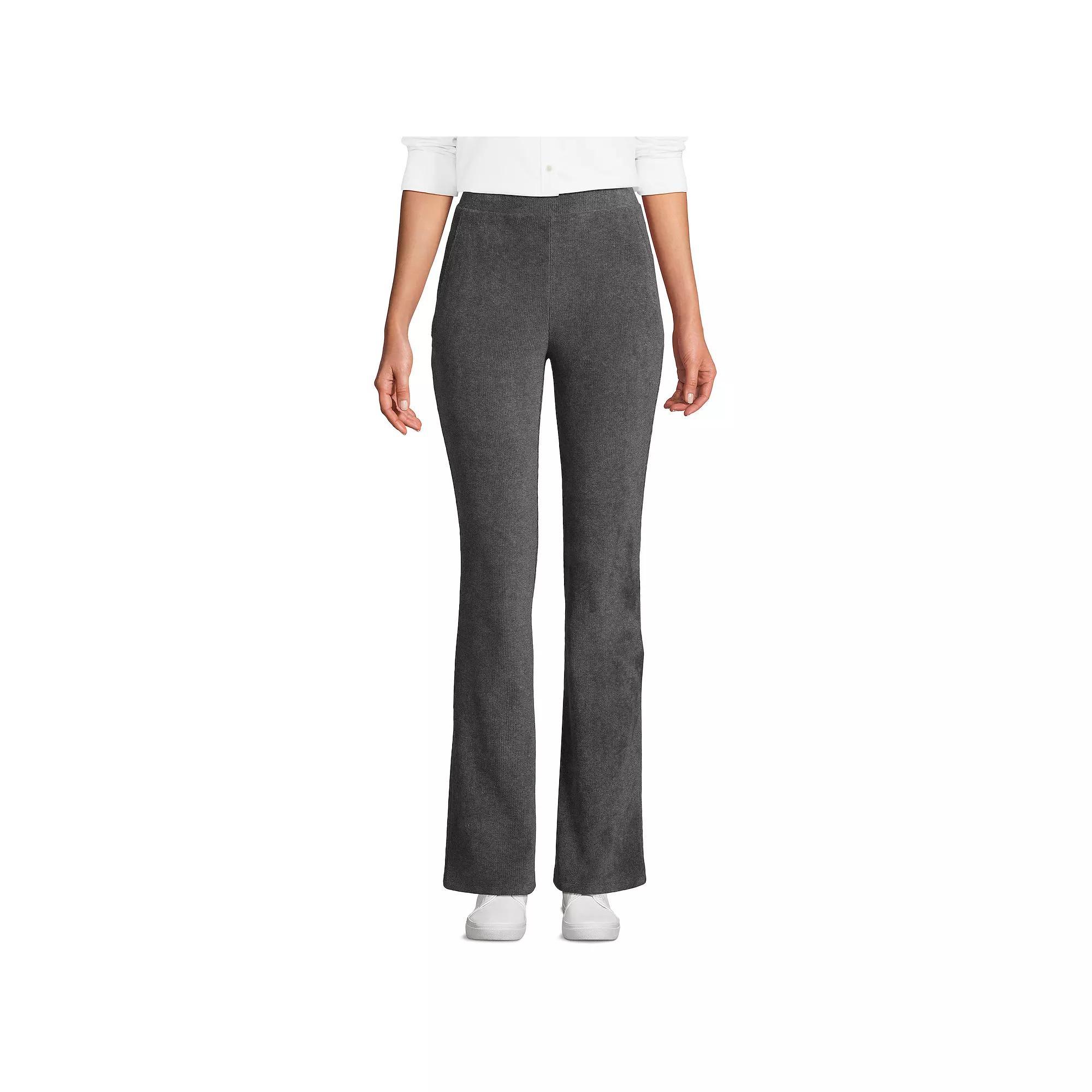 Women's Lands' End Sport Knit High-Rise Corduroy Bootcut Pants, Size: Large, Grey Heather Product Image