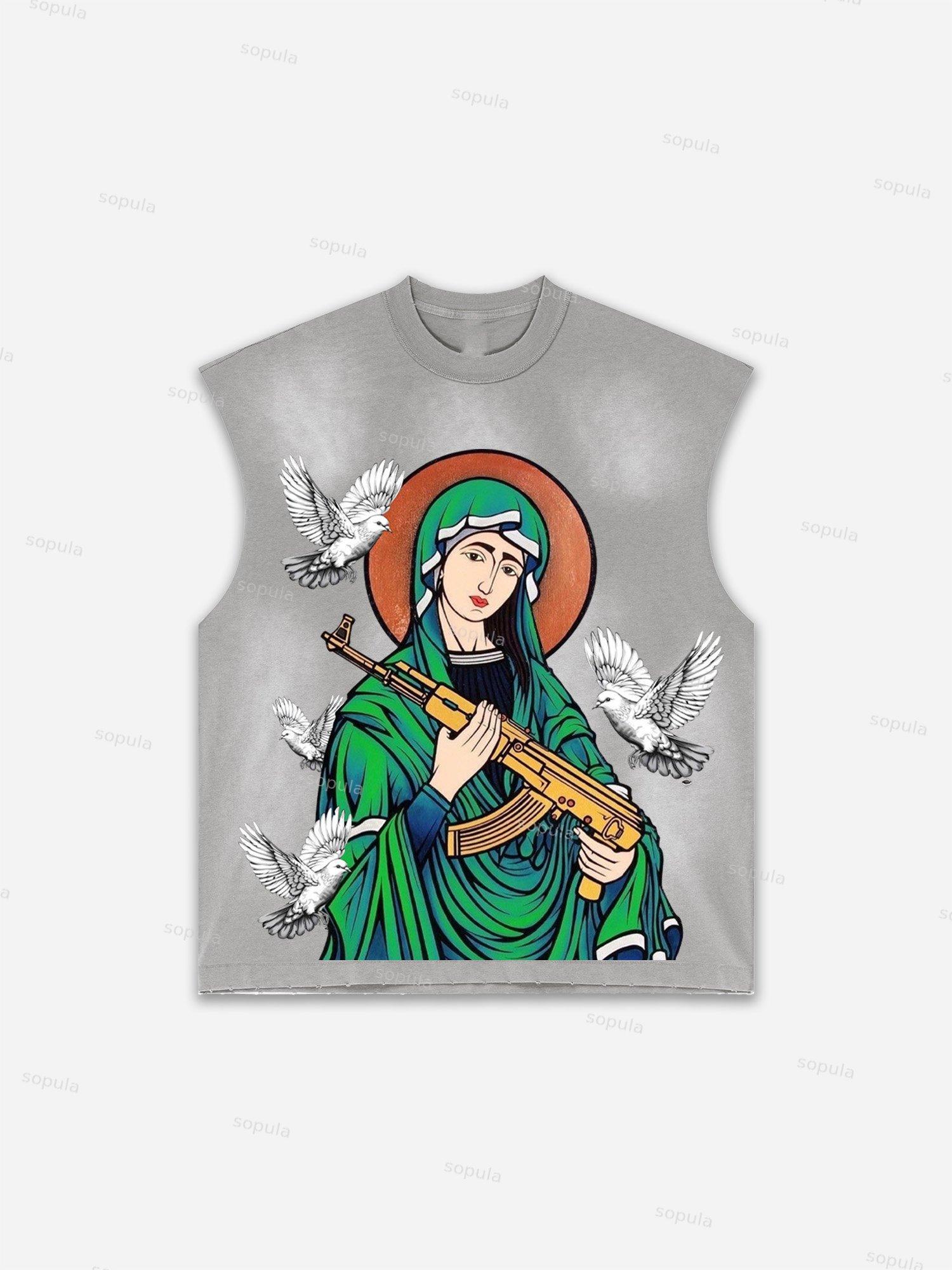 Men's Washed Savage Eagle Head Print Tank Top Product Image