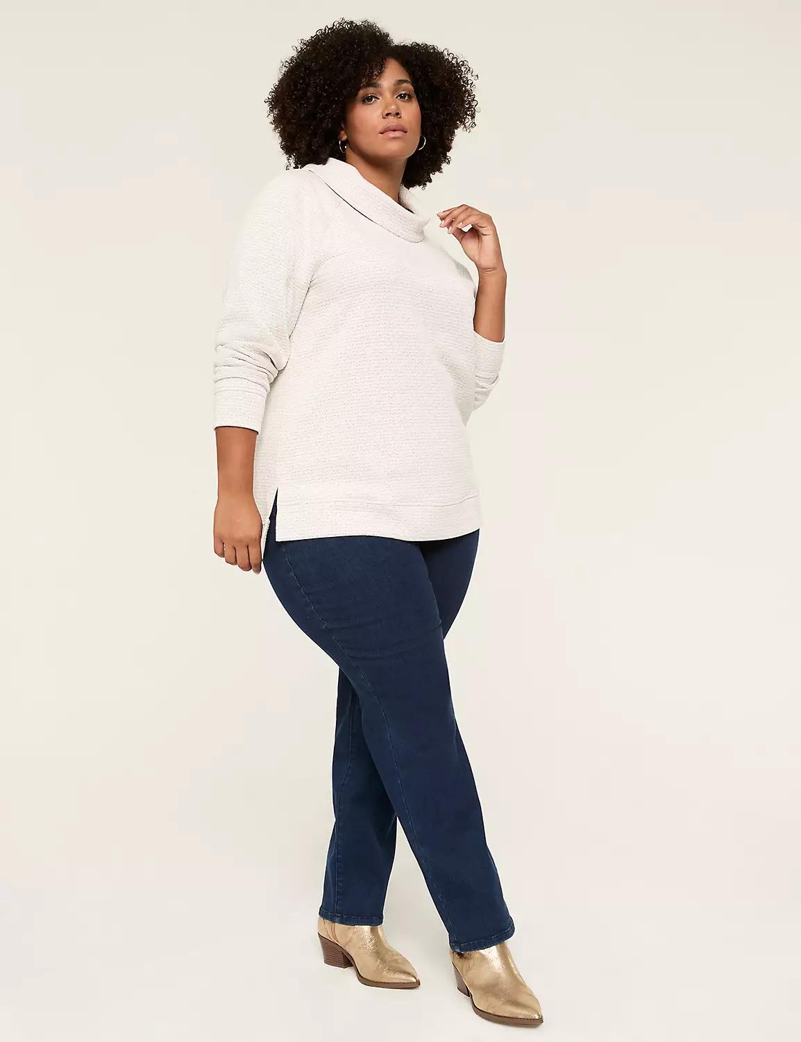 Relaxed Cowlneck Textured Pullover Top Product Image