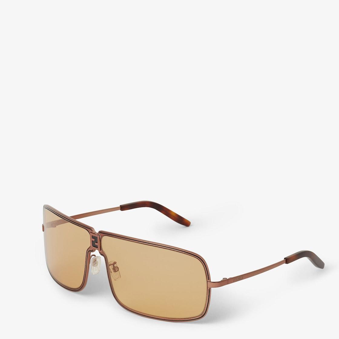FendinessBronze metal sunglasses with tobacco-color lenses Product Image