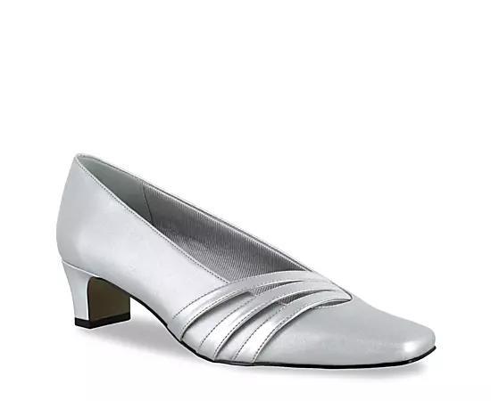 Easy Street Entice Women's Square Toe Pumps, Size: 9.5 Ww, Silver Satin Product Image