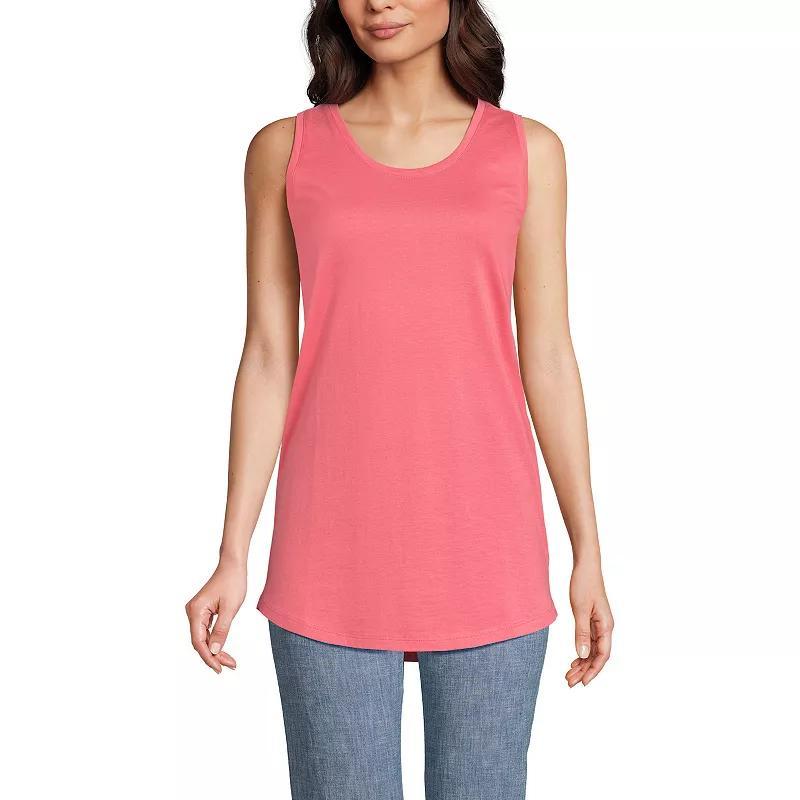 Women's Lands' End Supima Cotton Scoopneck Tunic Tank Top, Size: Small Petite, Black Product Image