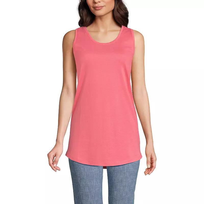 Women's Lands' End Supima Cotton Scoopneck Tunic Tank Top, Size: Small Petite, Black Product Image