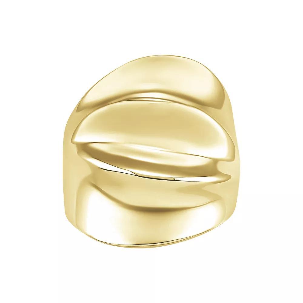 PRIMROSE Fine Silver Plated Polished Wrinkle Band Ring, Women's, Size: 7, Gold Tone Product Image