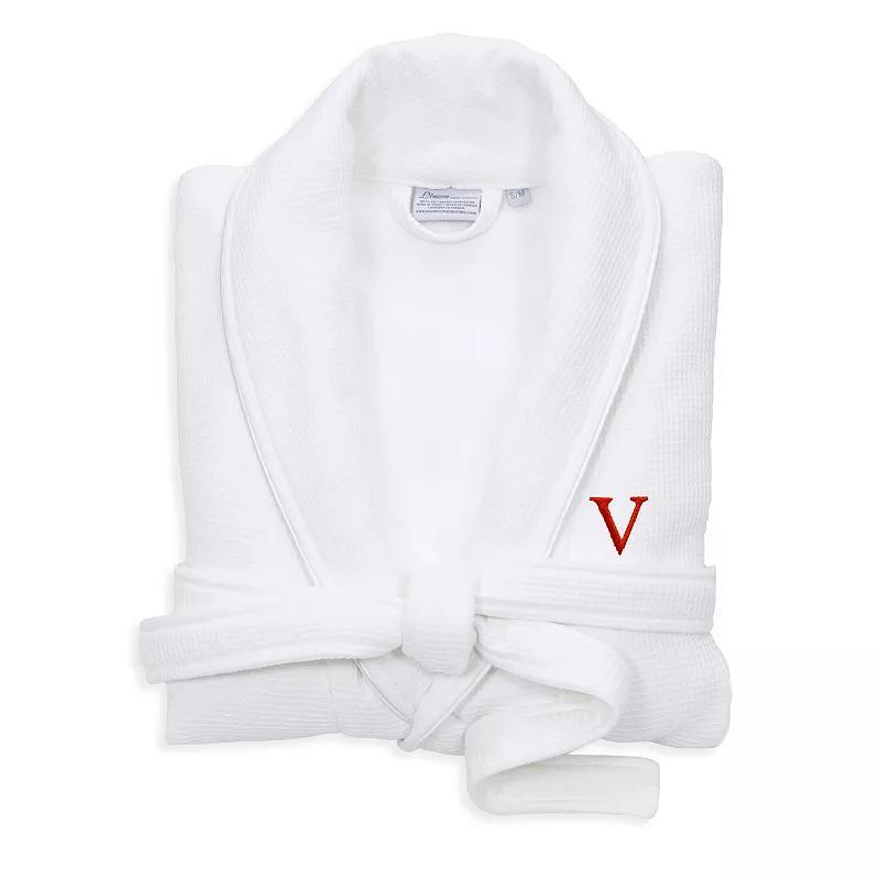 Linum Home Textiles Red Letter Unisex Personalized Turkish Cotton Waffle Terry Satin Piped Trim Bathrobe, Womens Product Image