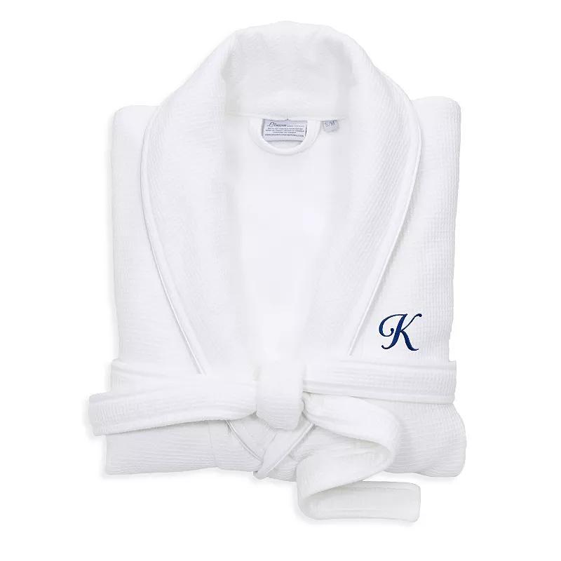Linum Home Textiles Red Letter Unisex Personalized Turkish Cotton Waffle Terry Satin Piped Trim Bathrobe, Womens Product Image
