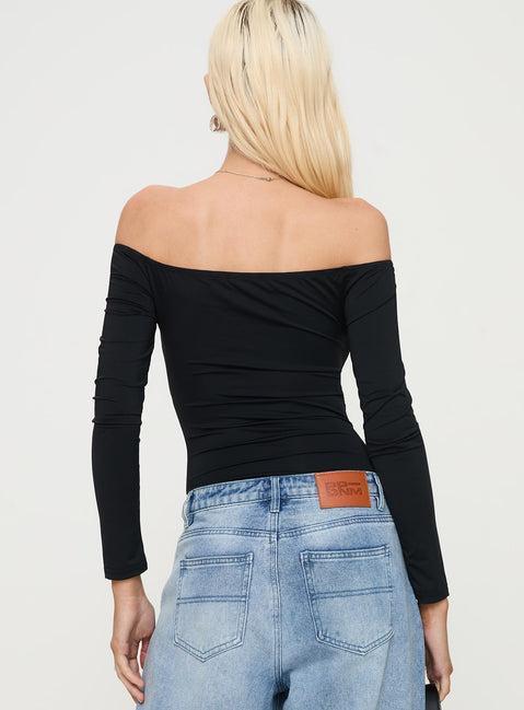 Bleue Long Sleeve Bodysuit Black Product Image