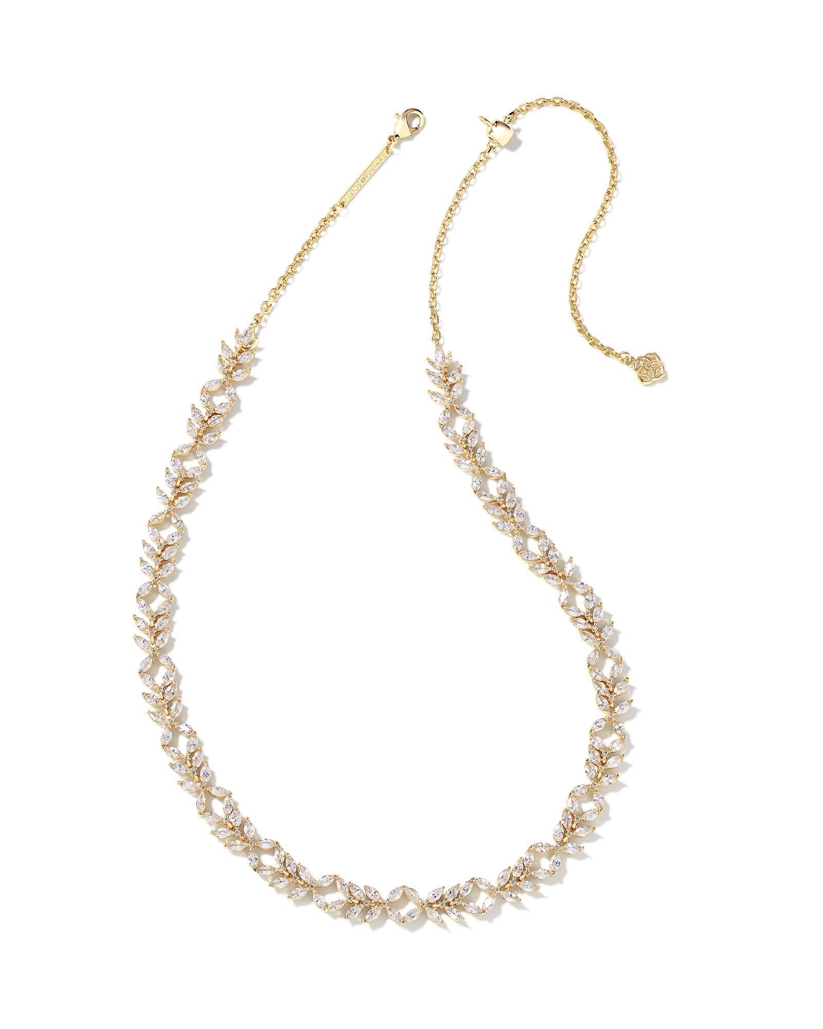 Rosalie Gold Tennis Necklace in White CZ Product Image