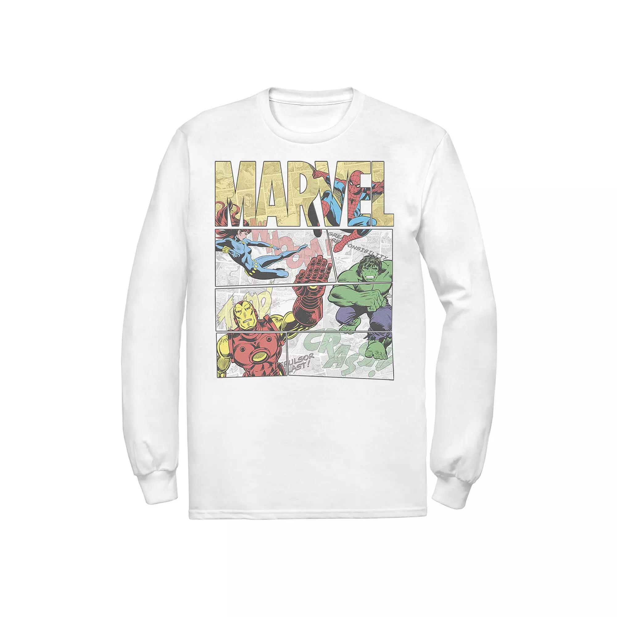Men's Marvel Retro Avengers Comic Panel Build-Up Tee, Size: Small, White Product Image