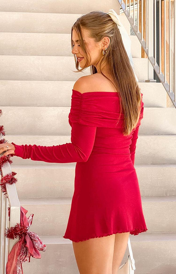 Mary Red Long Sleeve Mini Dress Product Image