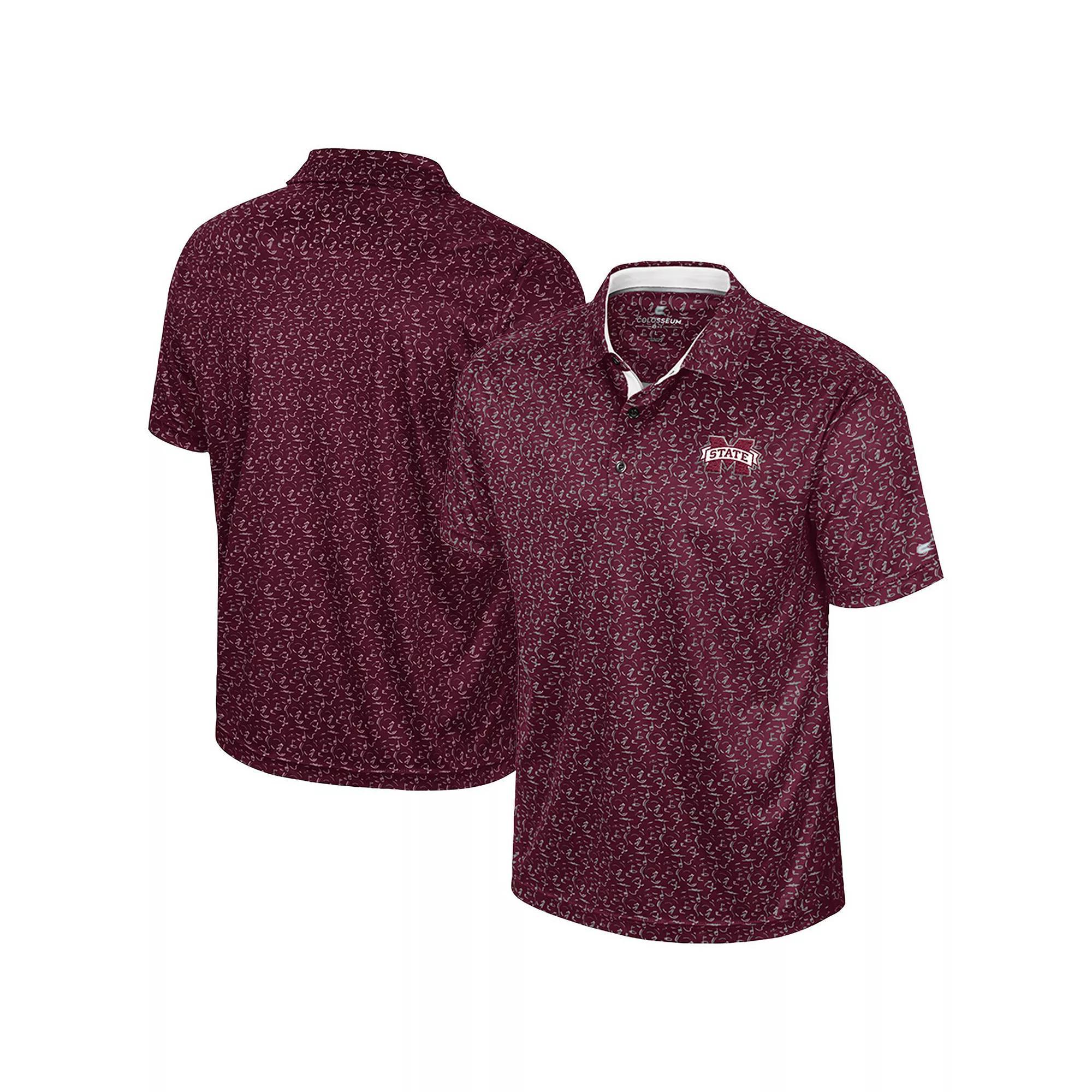 Men's Colosseum Maroon Mississippi State Bulldogs Sublimated Golf Polo, Size: XL, Mst Red Product Image