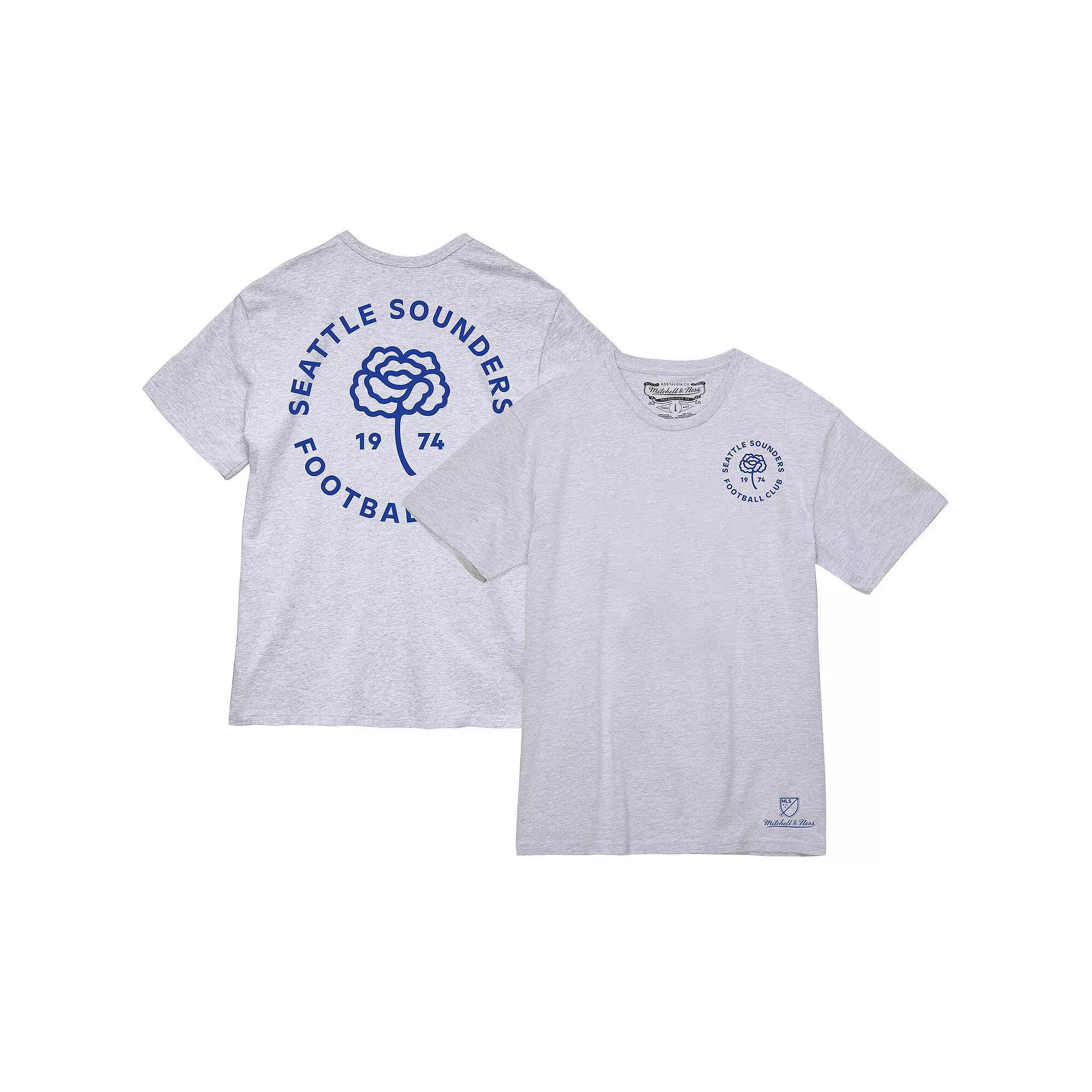 Men's Mitchell & Ness  Heather Gray Seattle Sounders FC  Carnation T-Shirt, Size: 3XL, Grey Product Image