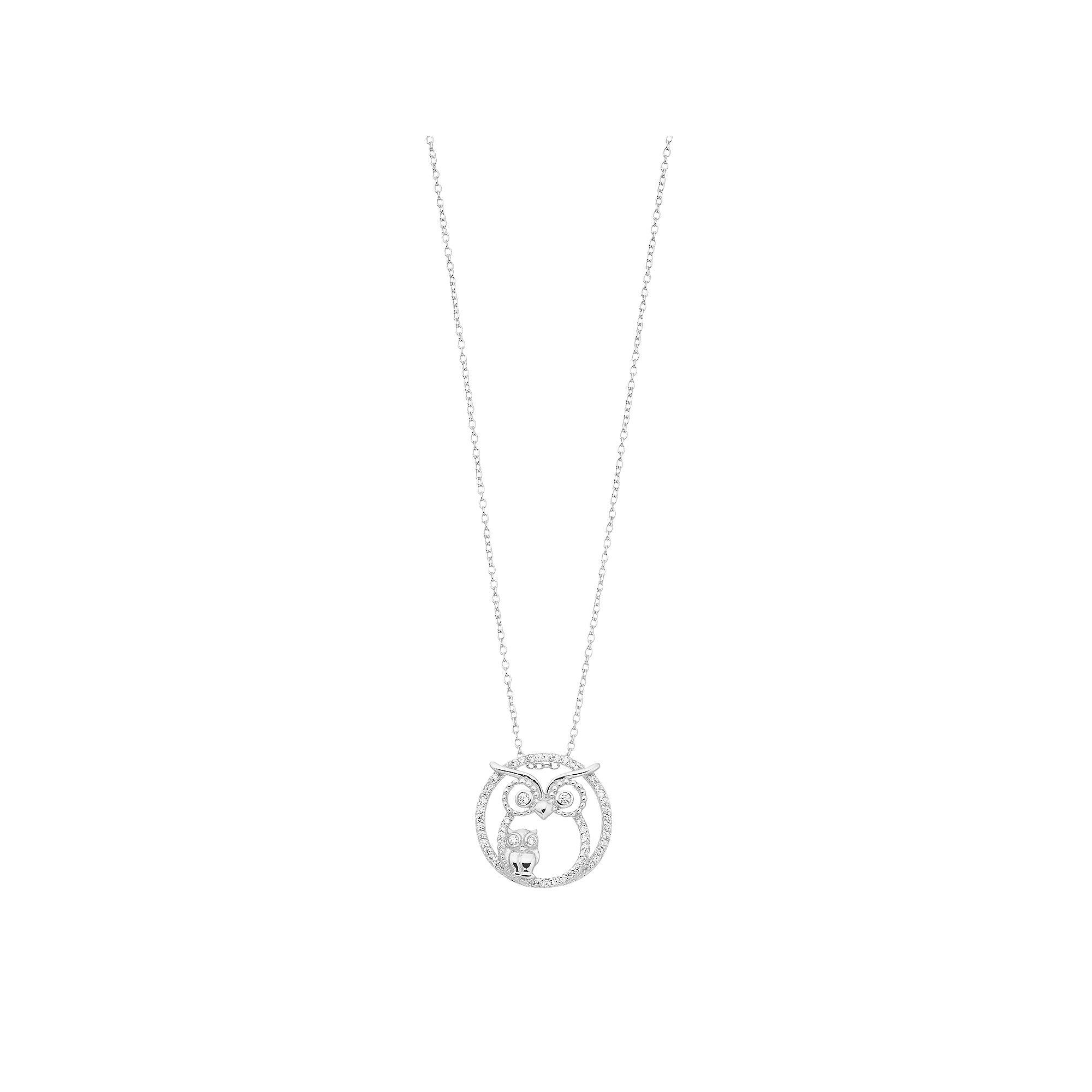 Sophie Miller Sterling Silver Cubic Zirconia Openwork Owl Pendant, Womens Silvertone Product Image
